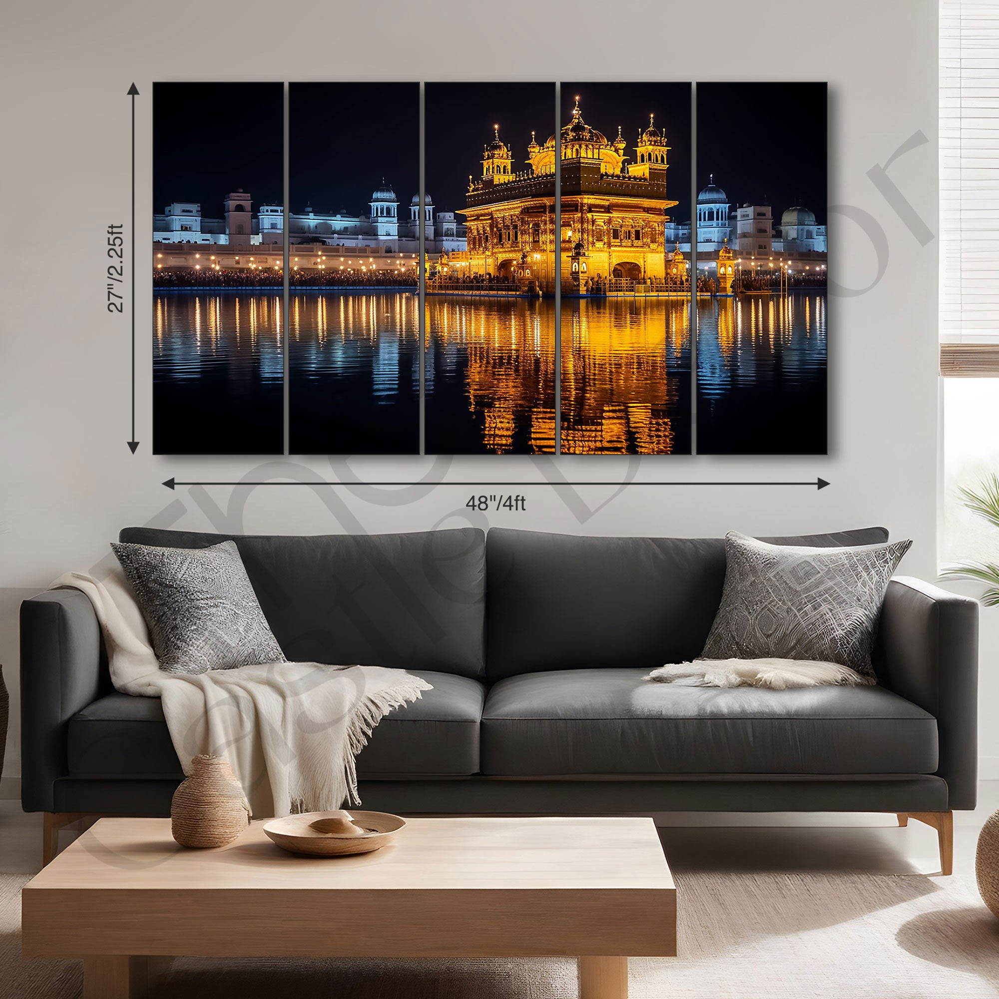 Golden Temple Painting with frame Big Size Wall Art for living room,Bedroom,Drawing room,Hotels