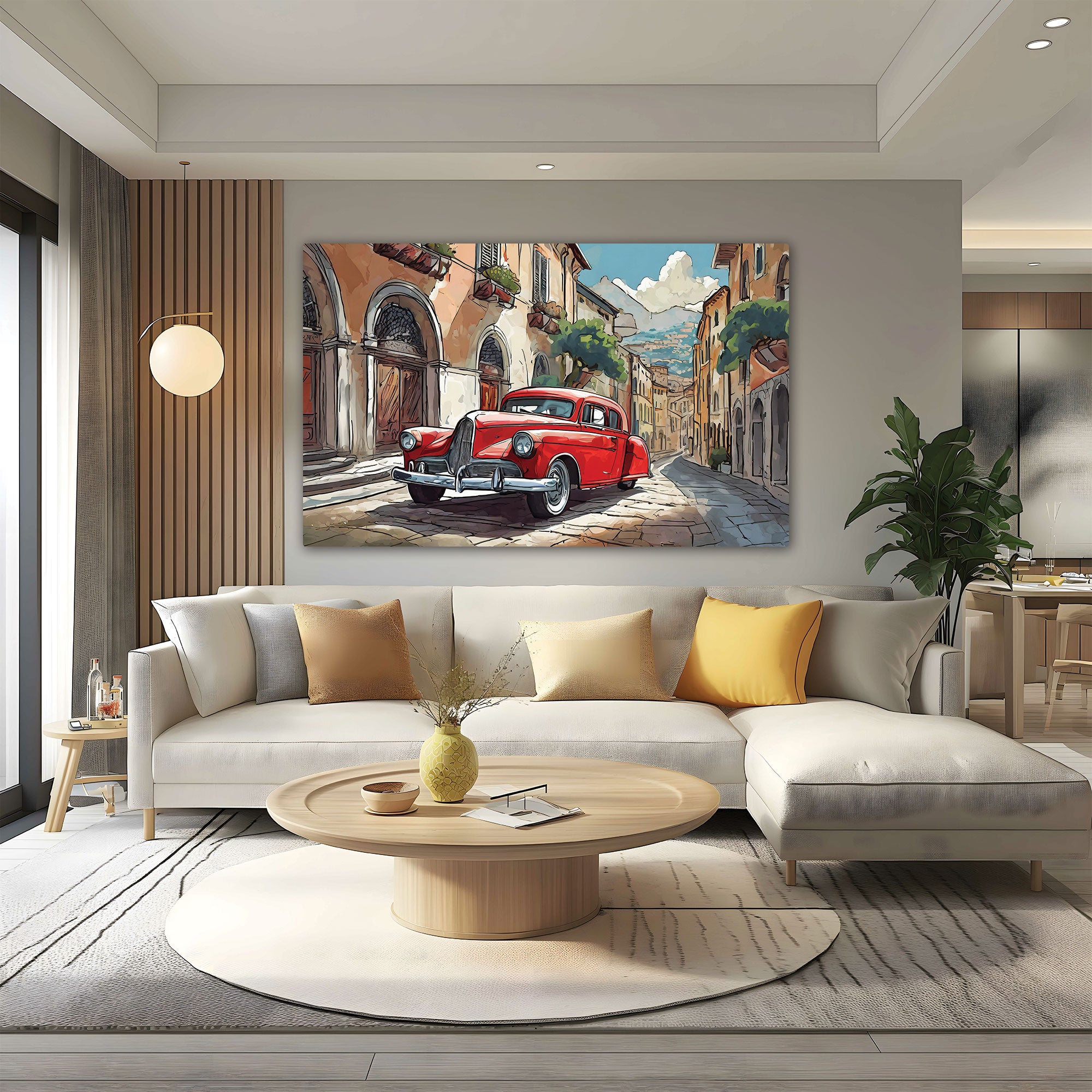 Vintage carAbstract Canvas painting with frame Big Size Wall Art for living room,Bedroom,Drawing room,Hotels