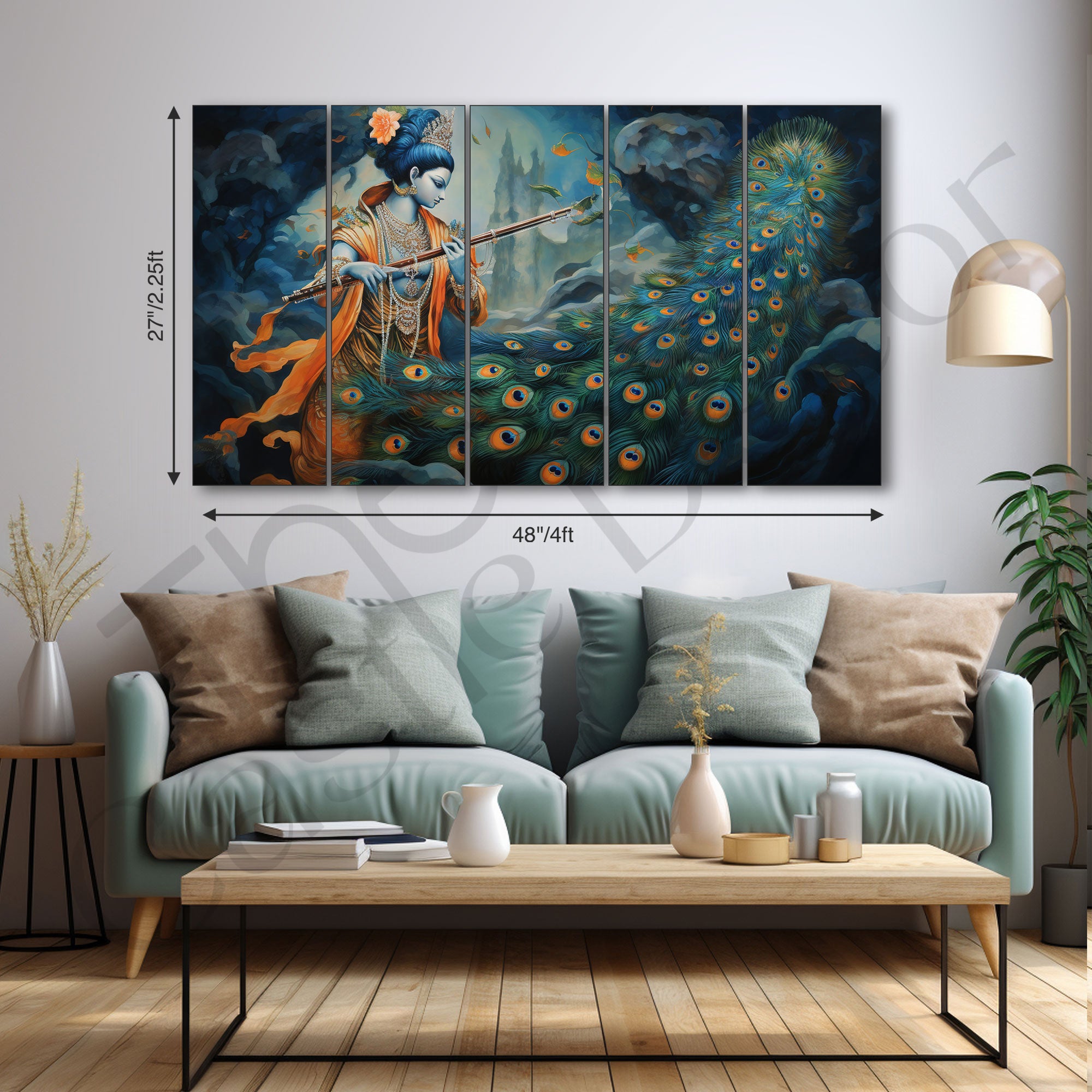 Krishna Ji Painting with frame Big Size Wall Art for living room,Bedroom,Drawing room,Hotels