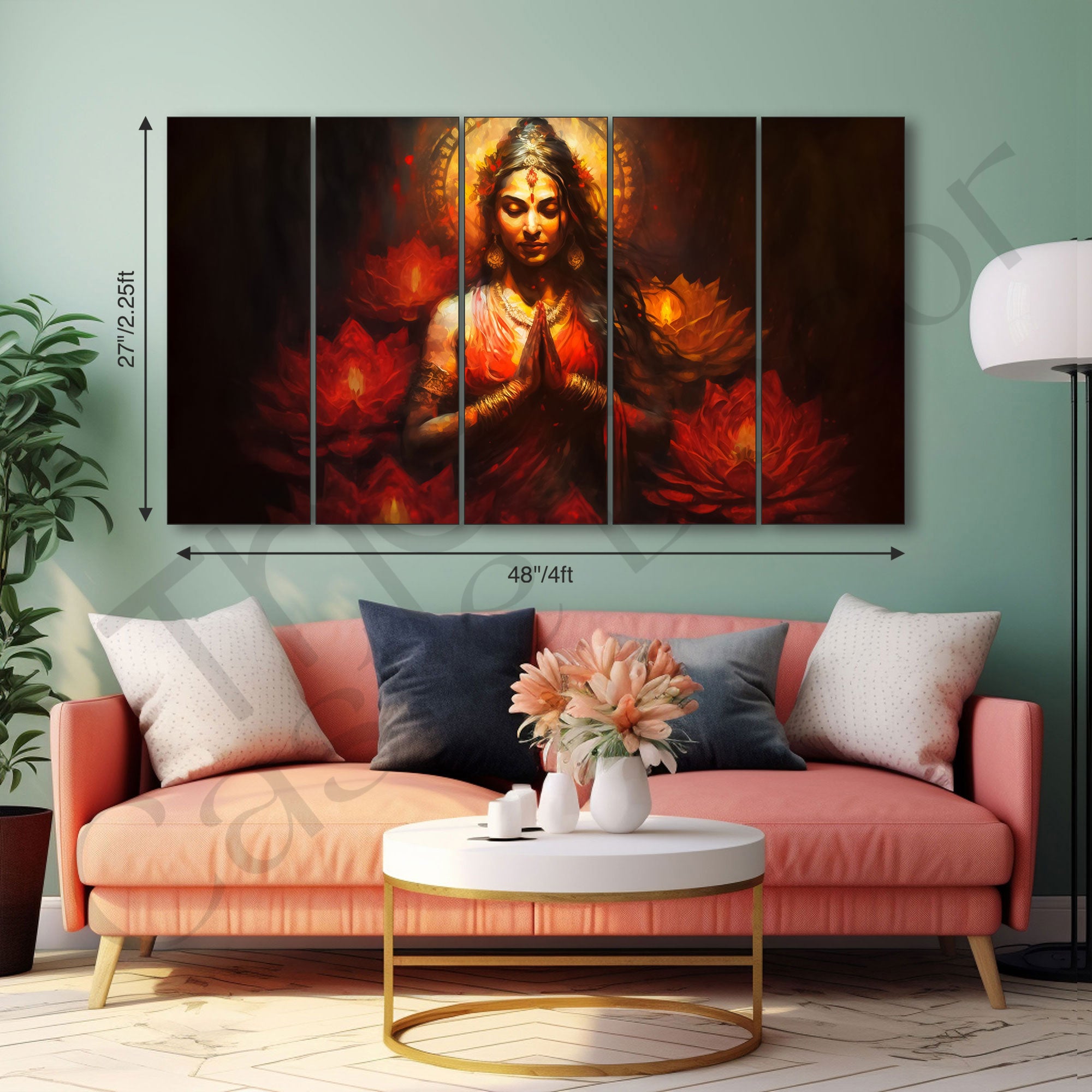 Goddess Laxmi ji Painting with frame Big Size Wall Art for living room,Bedroom,Drawing room,Hotels