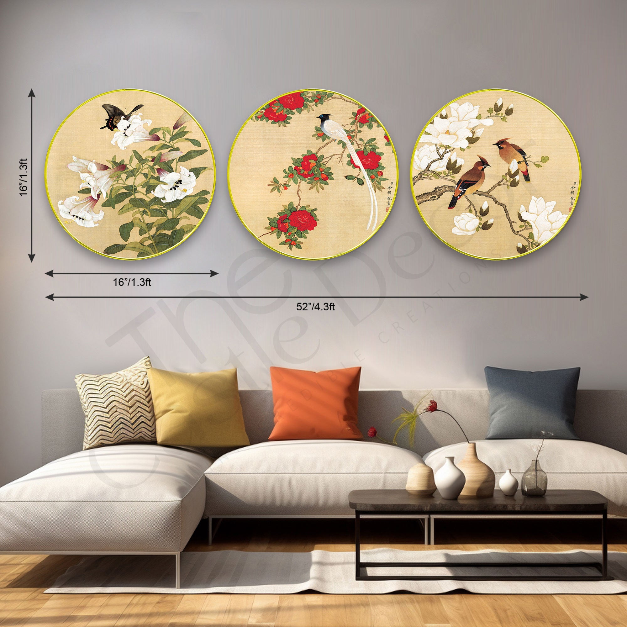 Abstract Sparkle Wooden Wall Plates Set of 3 for Home Decoration Art-58