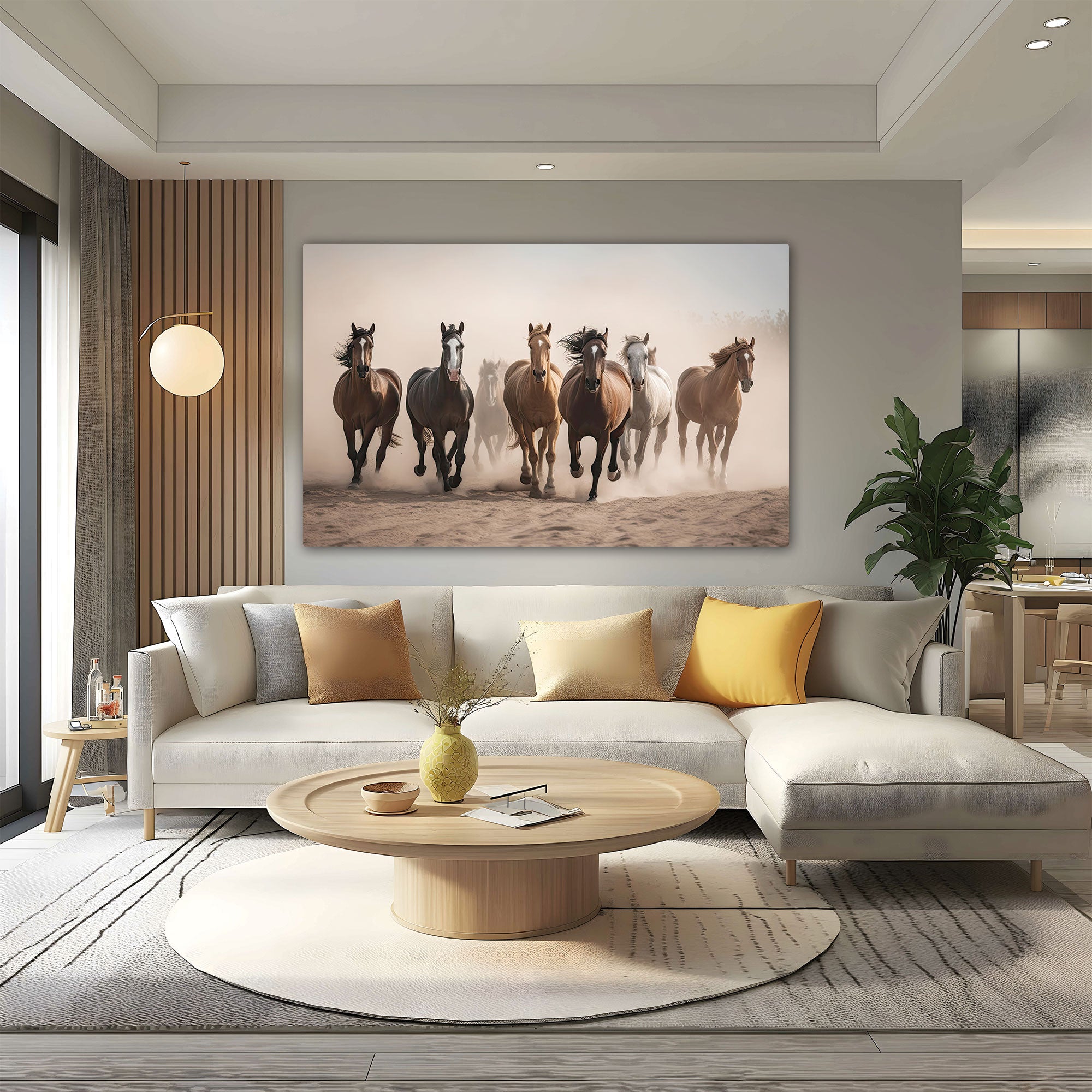 Running 7 horses vaastu Canvas painting Big Size Wall Art for living room,Bedroom,Drawing room,Hotels