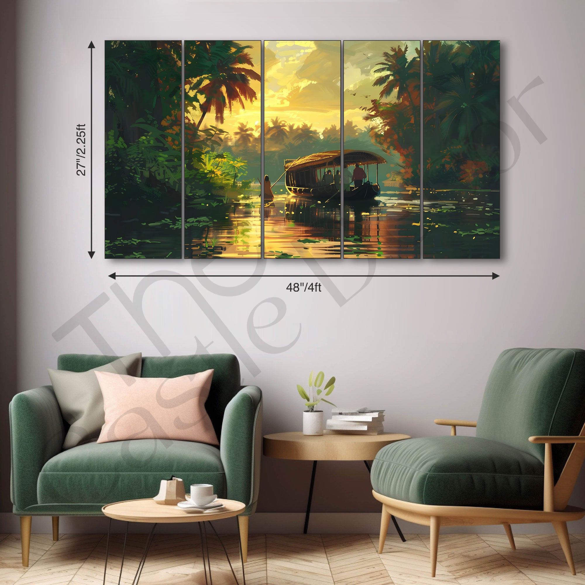 Kerala Boat Painting with frame Big Size Wall Art for living room,Bedroom,Drawing room,Hotels