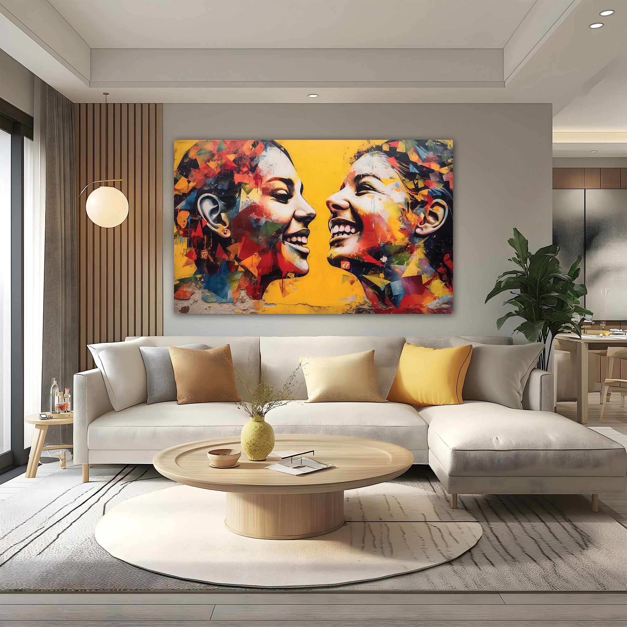 Multi WomenAbstract Canvas painting with frame Big Size Wall Art for living room,Bedroom,Drawing room,Hotels