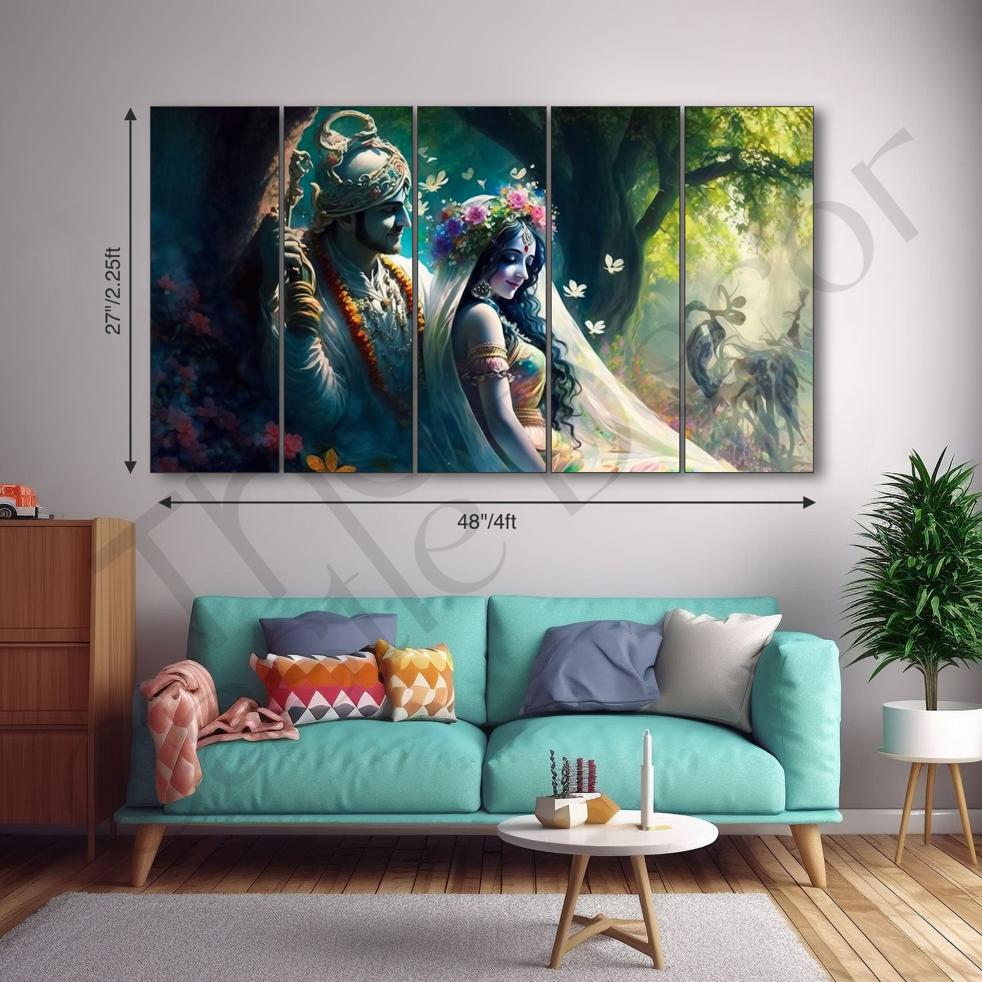 Radha Krishna Painting with frame Big Size Wall Art for living room,Bedroom,Drawing room,Hotels