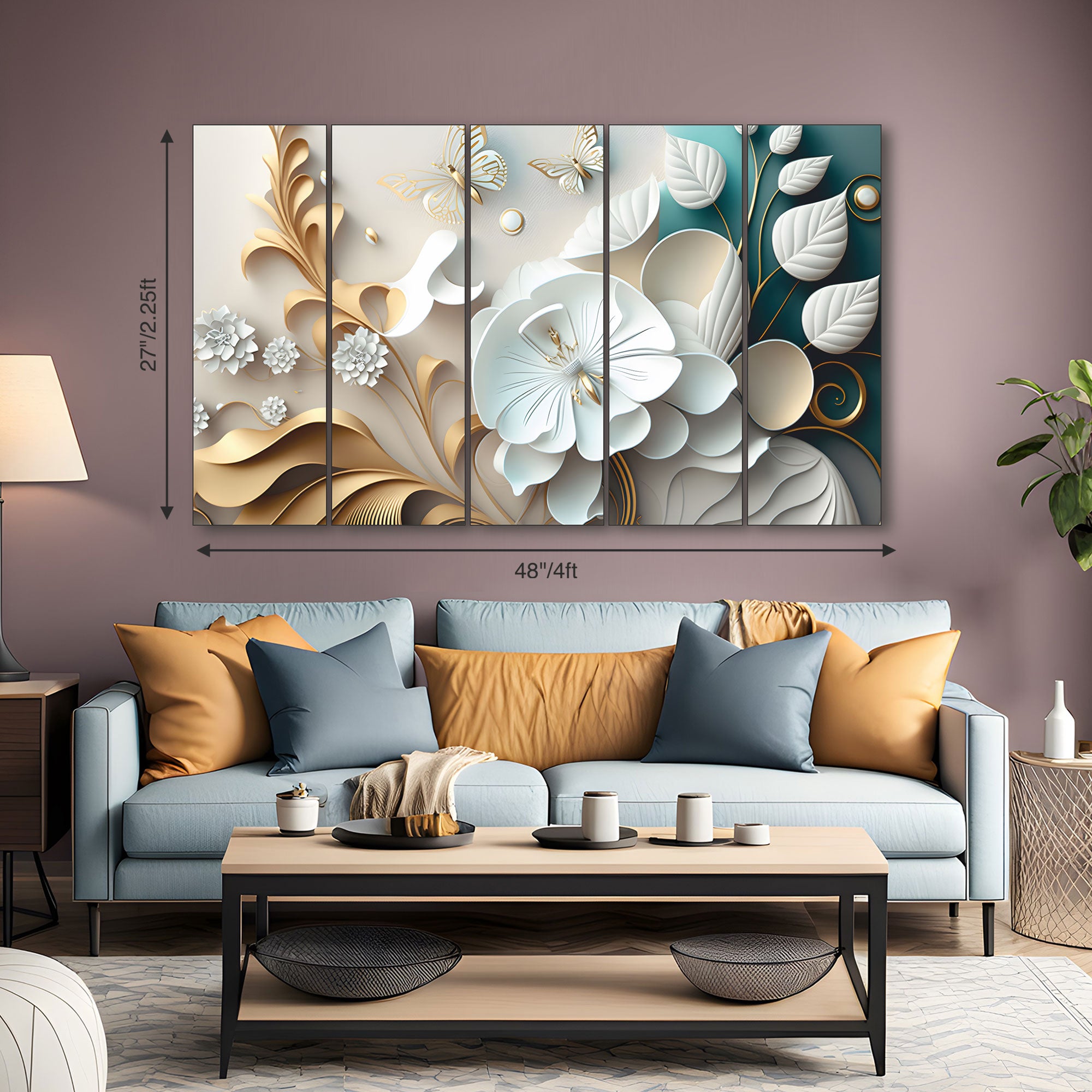 Flowers Painting with frame Big Size Wall Art for living room,Bedroom,Drawing room,Hotels