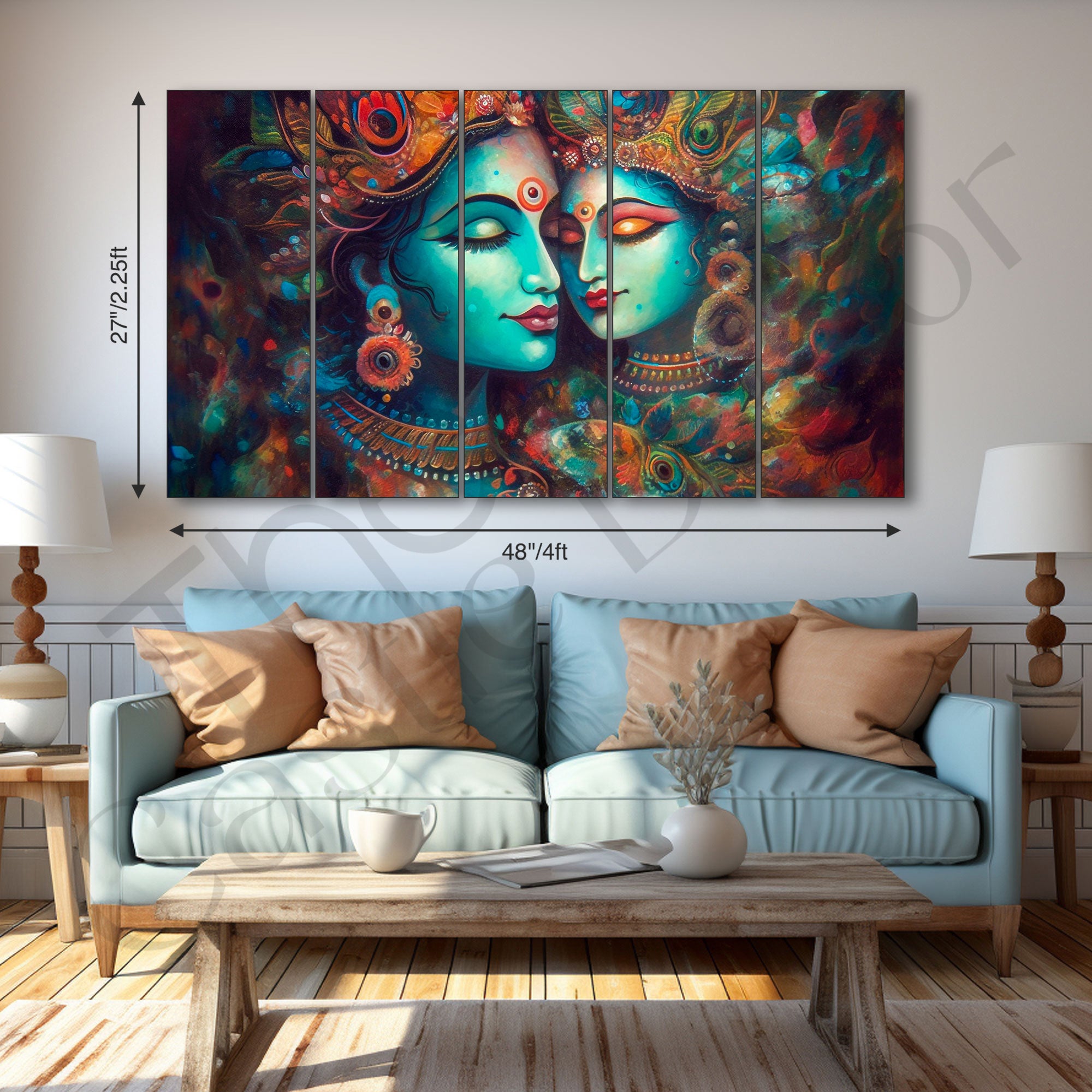 Radha Krishna Painting with frame Big Size Wall Art for living room,Bedroom,Drawing room,Hotels
