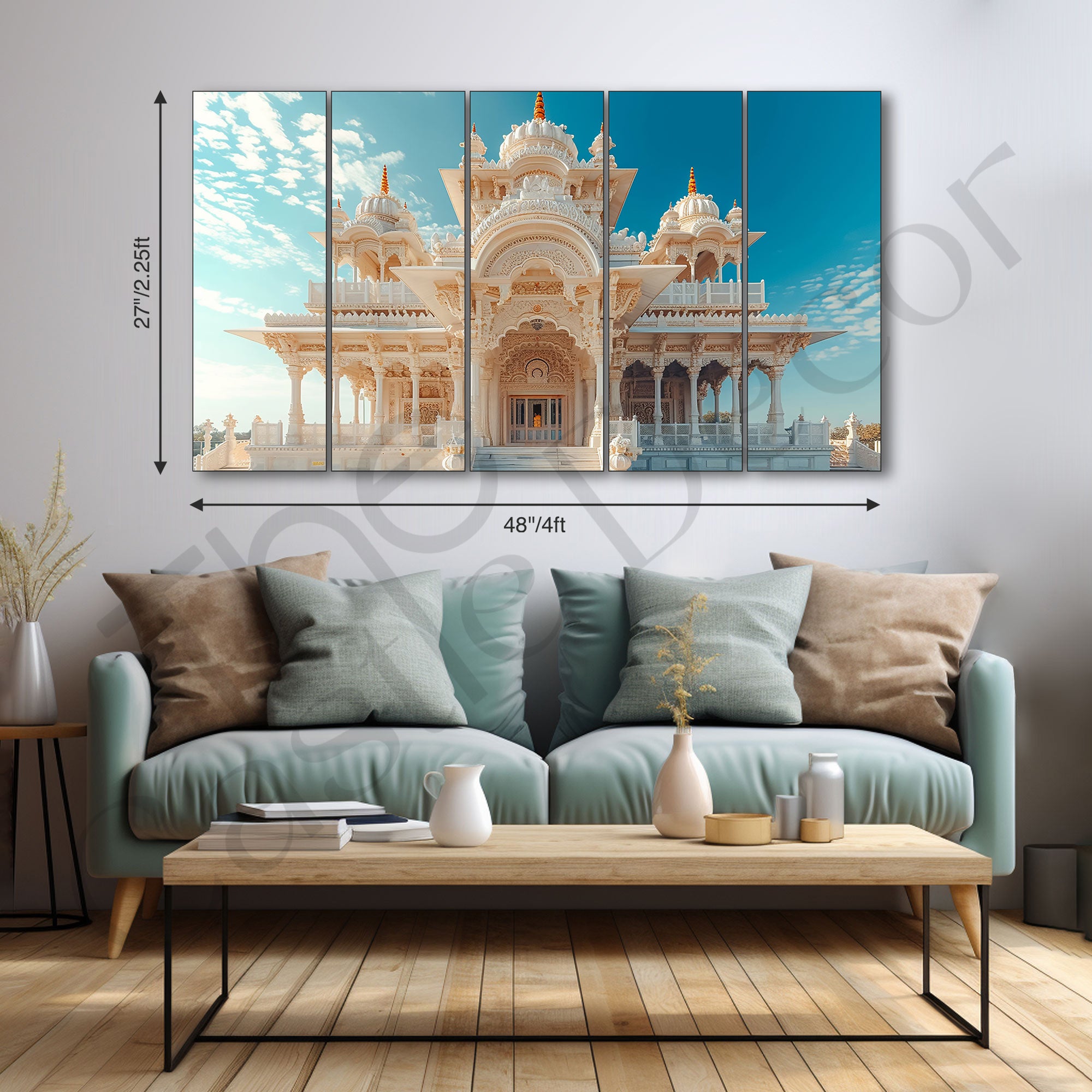 Ram Mandir Painting with frame Big Size Wall Art for living room,Bedroom,Drawing room,Hotels