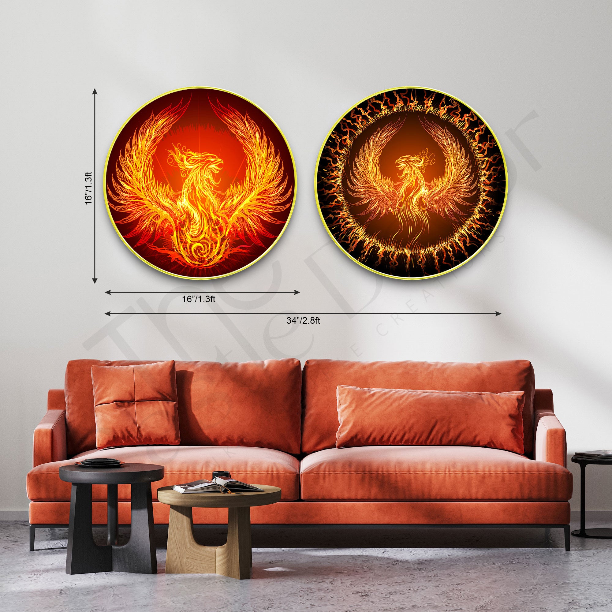 Abstract Sparkle Wooden Wall Plates Set of 2 for Home Decoration Art-36