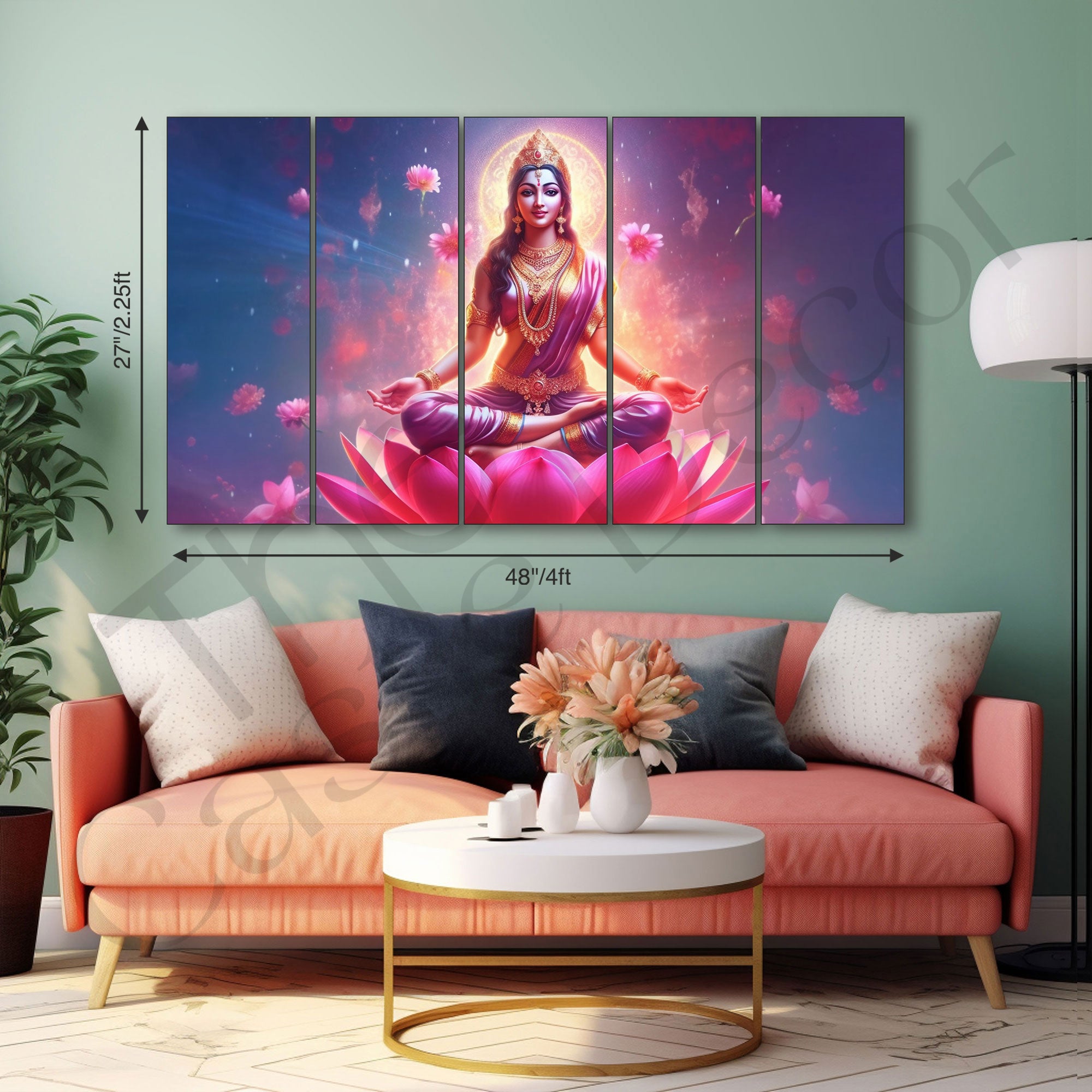 Goddess Laxmi ji Painting with frame Big Size Wall Art for living room,Bedroom,Drawing room,Hotels