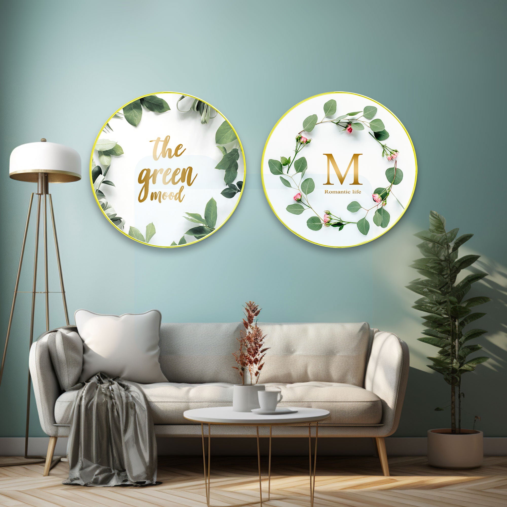 Motivational Sparkle Wooden Wall Plates Set of 2 for Home Decoration Art-43