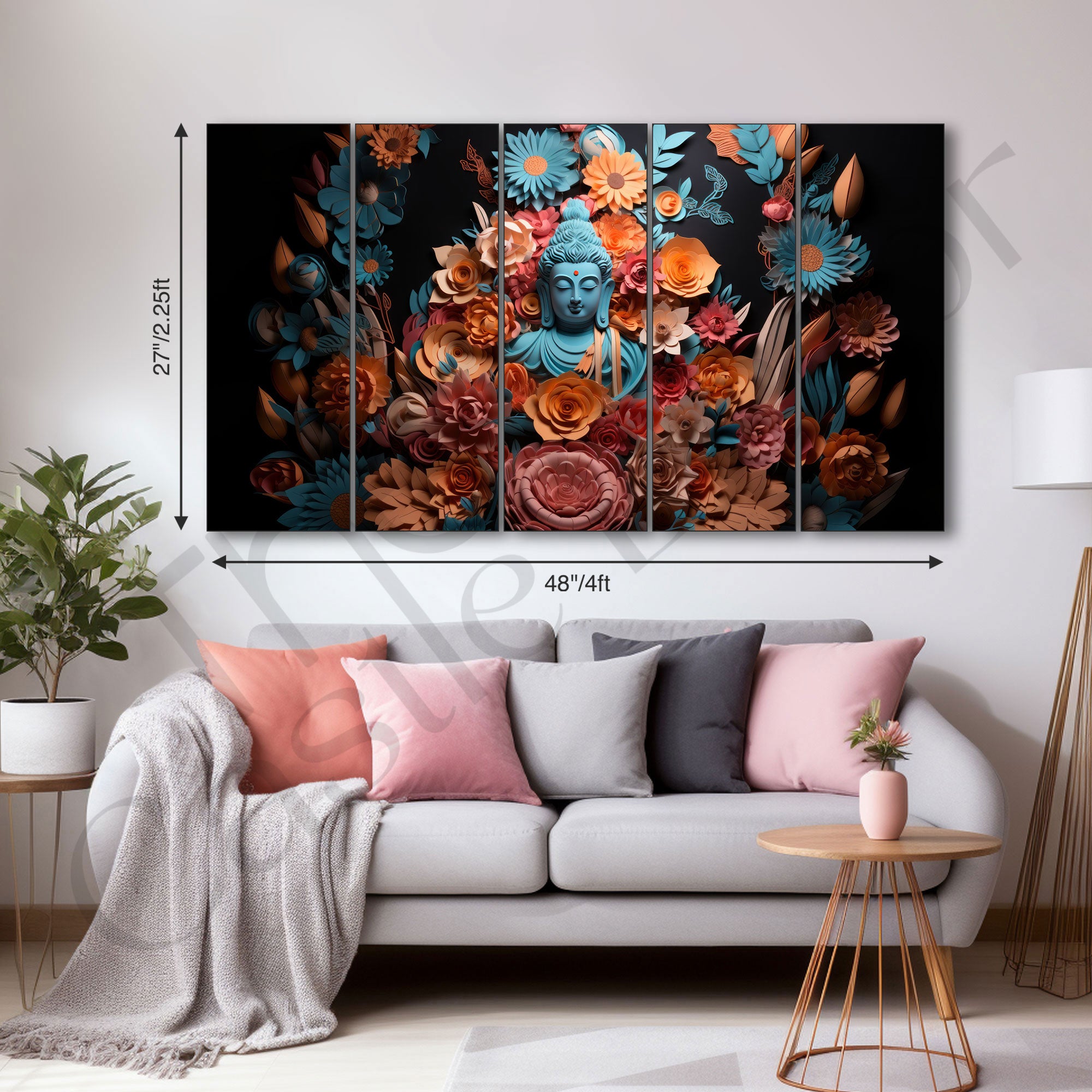 Lord Budha Painting with frame Big Size Wall Art for living room,Bedroom,Drawing room,Hotels