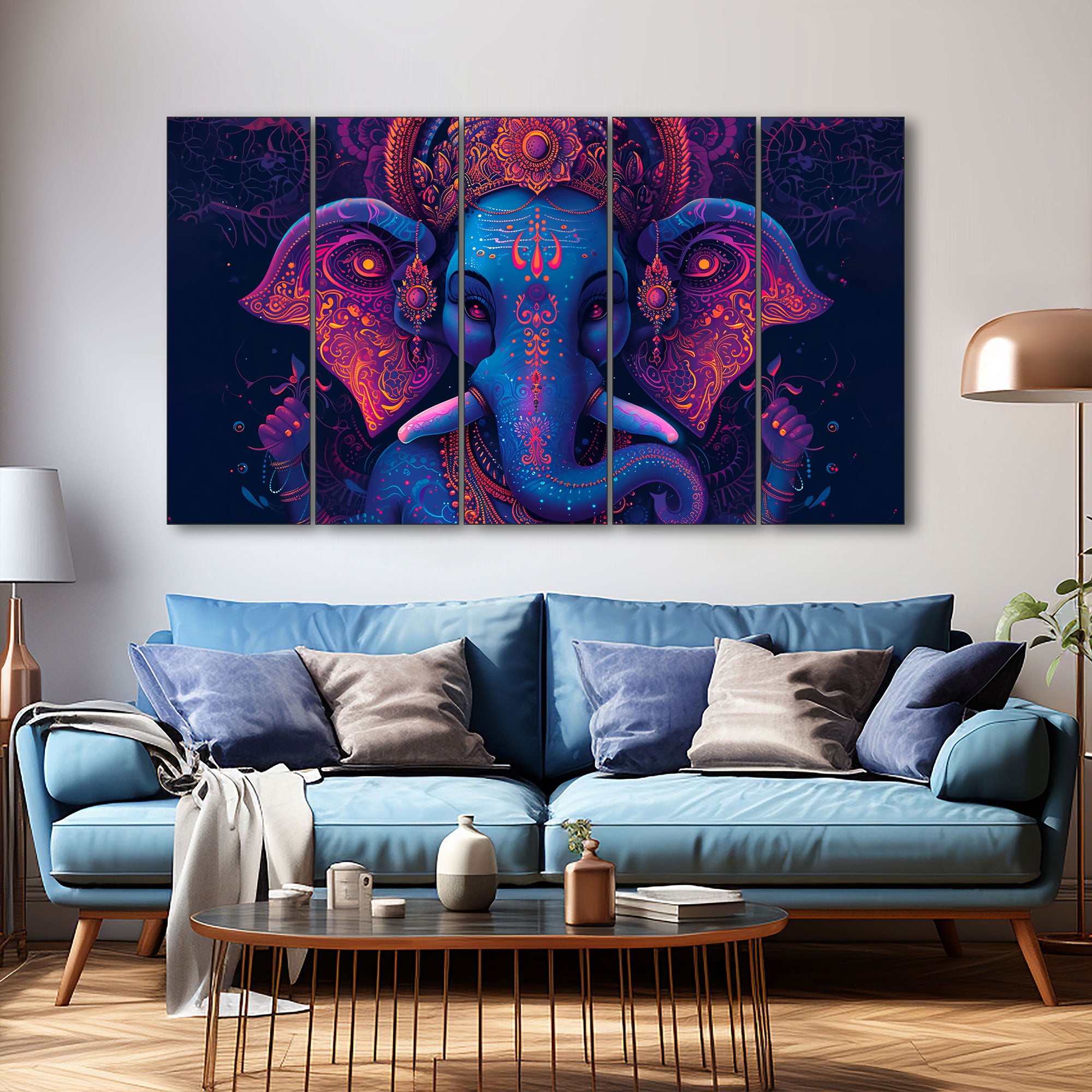 Lord Ganesha Painting with frame Big Size Wall Art for living room,Bedroom,Drawing room,Hotels