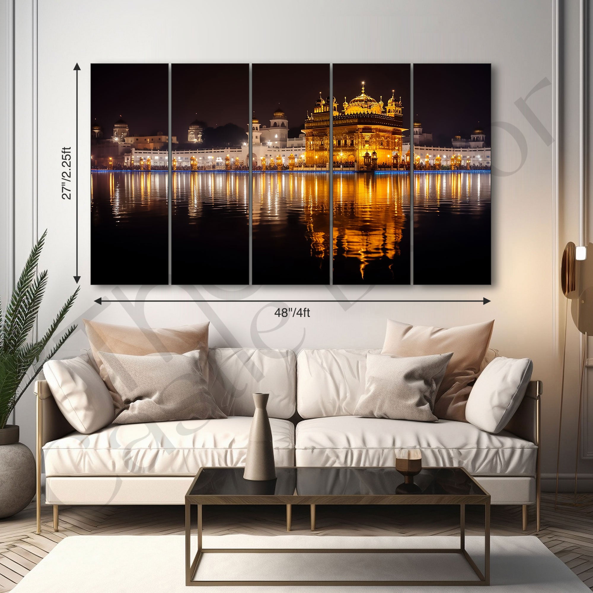 Golden Temple Painting with frame Big Size Wall Art for living room,Bedroom,Drawing room,Hotels