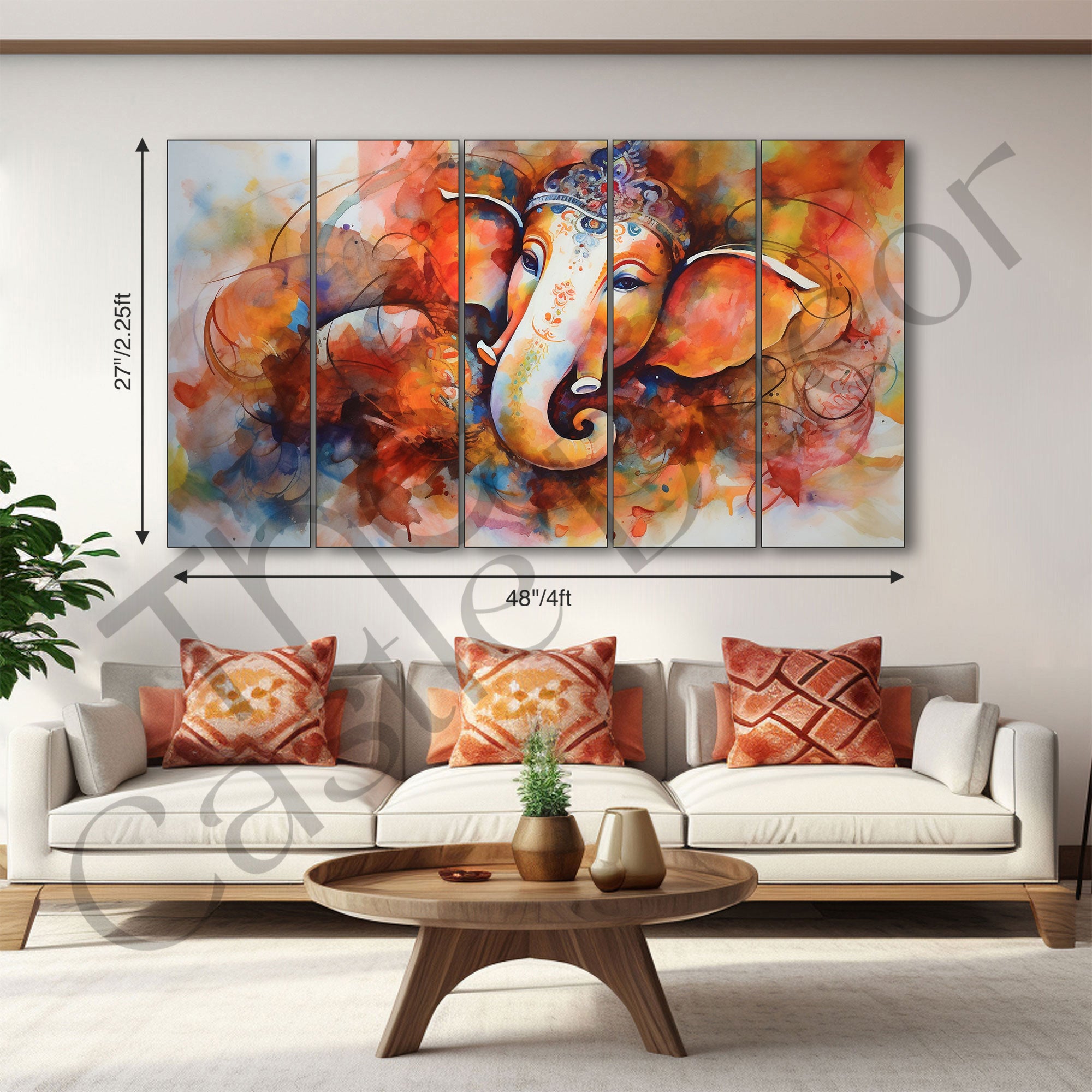 Lord Ganesha Painting with frame Big Size Wall Art for living room,Bedroom,Drawing room,Hotels