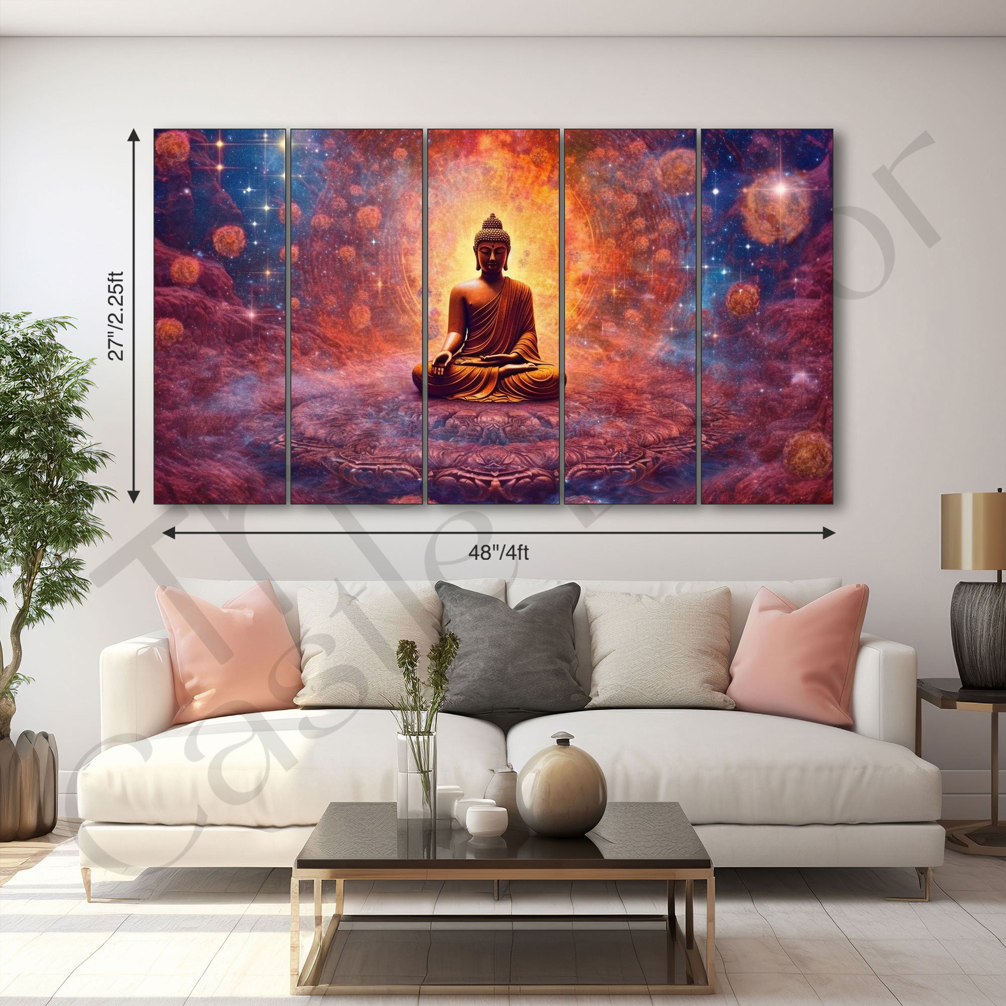 Lord Budha Painting with frame Big Size Wall Art for living room,Bedroom,Drawing room,Hotels