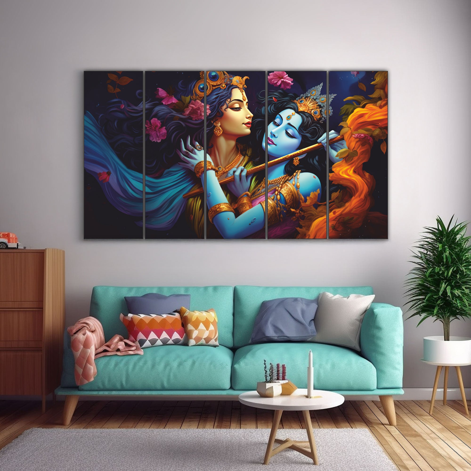 Radha Krishna Painting with frame Big Size Wall Art for living room,Bedroom,Drawing room,Hotels
