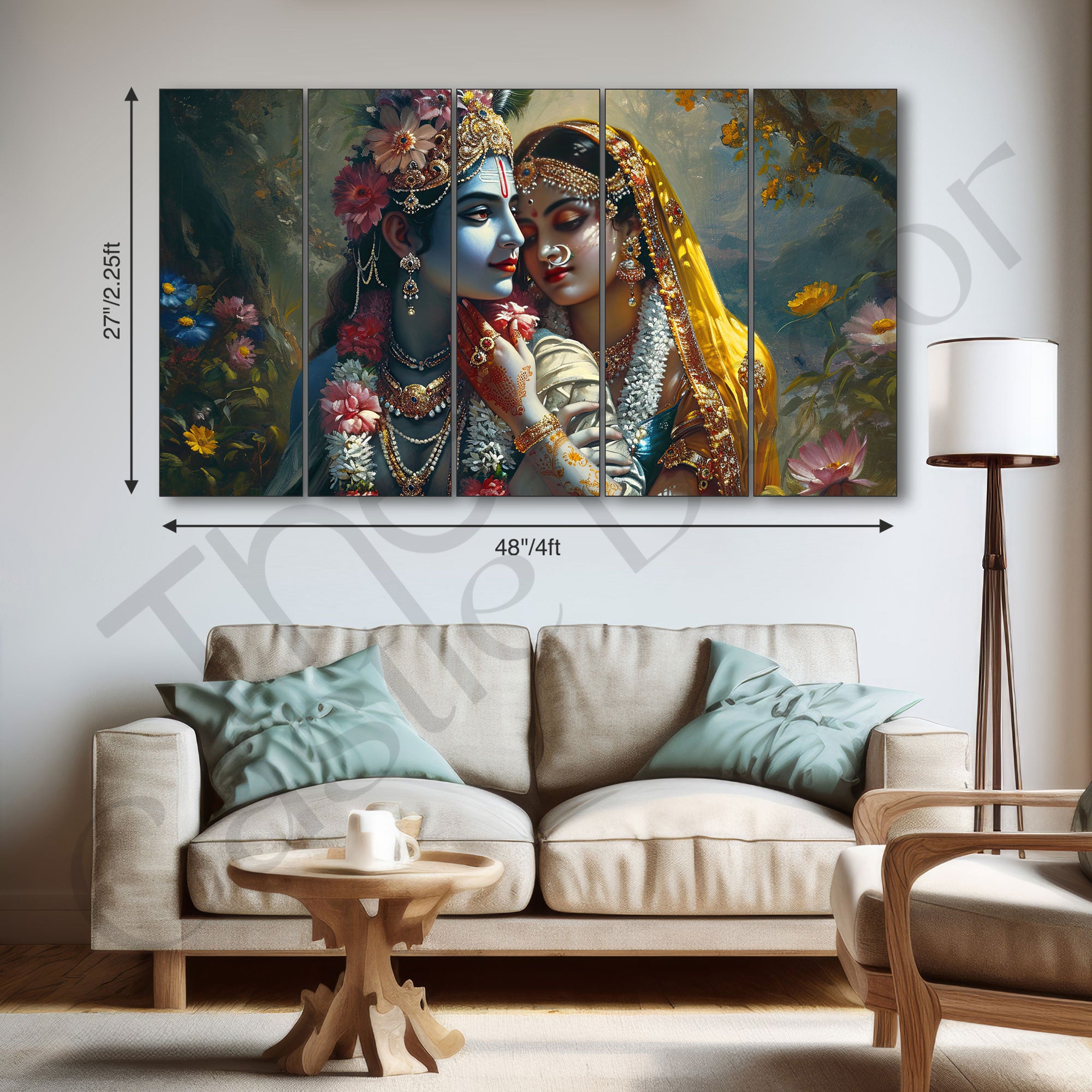 Radha Krishna Painting with frame Big Size Wall Art for living room,Bedroom,Drawing room,Hotels