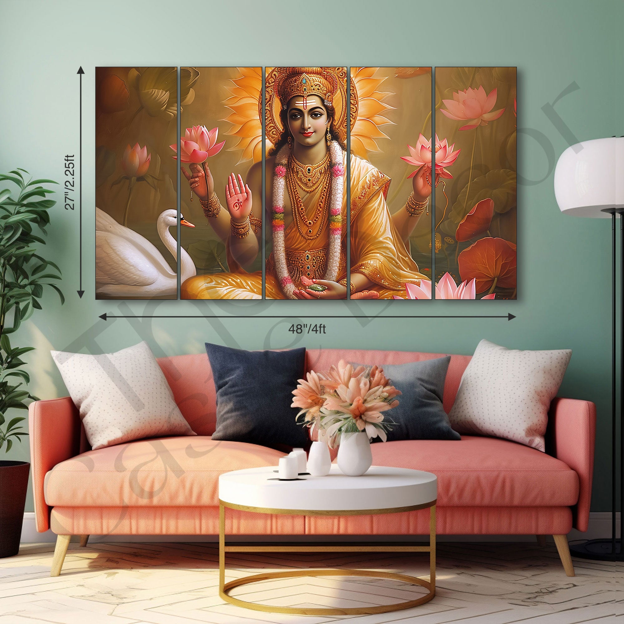 Brahma ji Painting with frame Big Size Wall Art for living room,Bedroom,Drawing room,Hotels