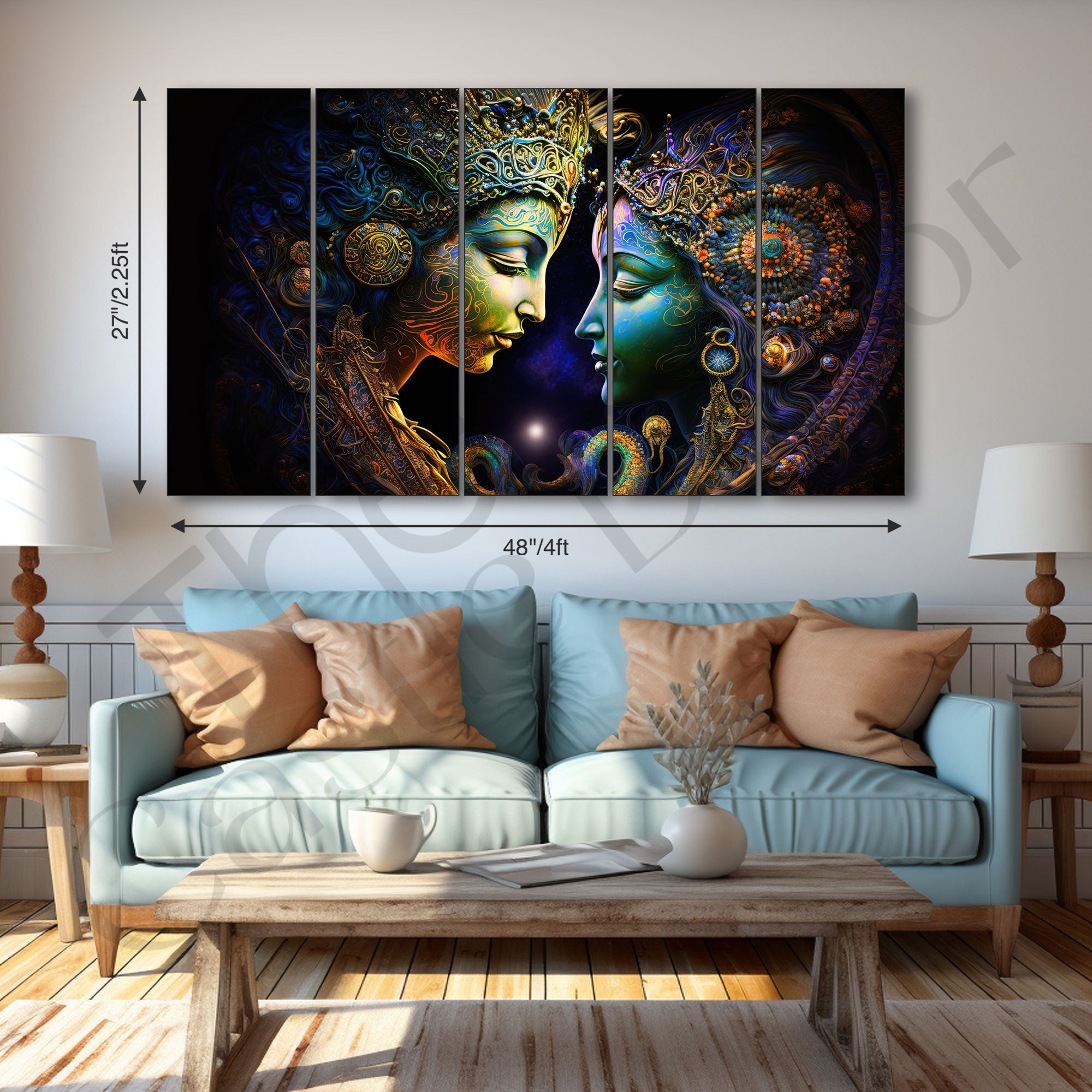 Radha Krishna Painting with frame Big Size Wall Art for living room,Bedroom,Drawing room,Hotels