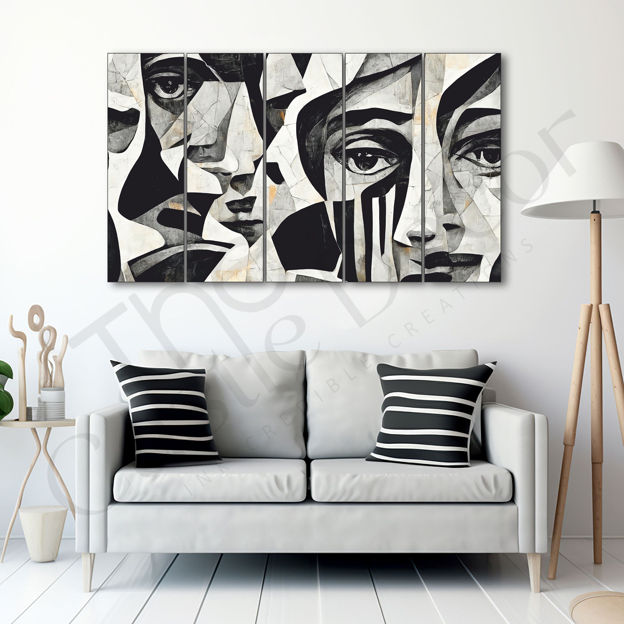 Mosaic Faces Painting Set of 5 for Home Decoration