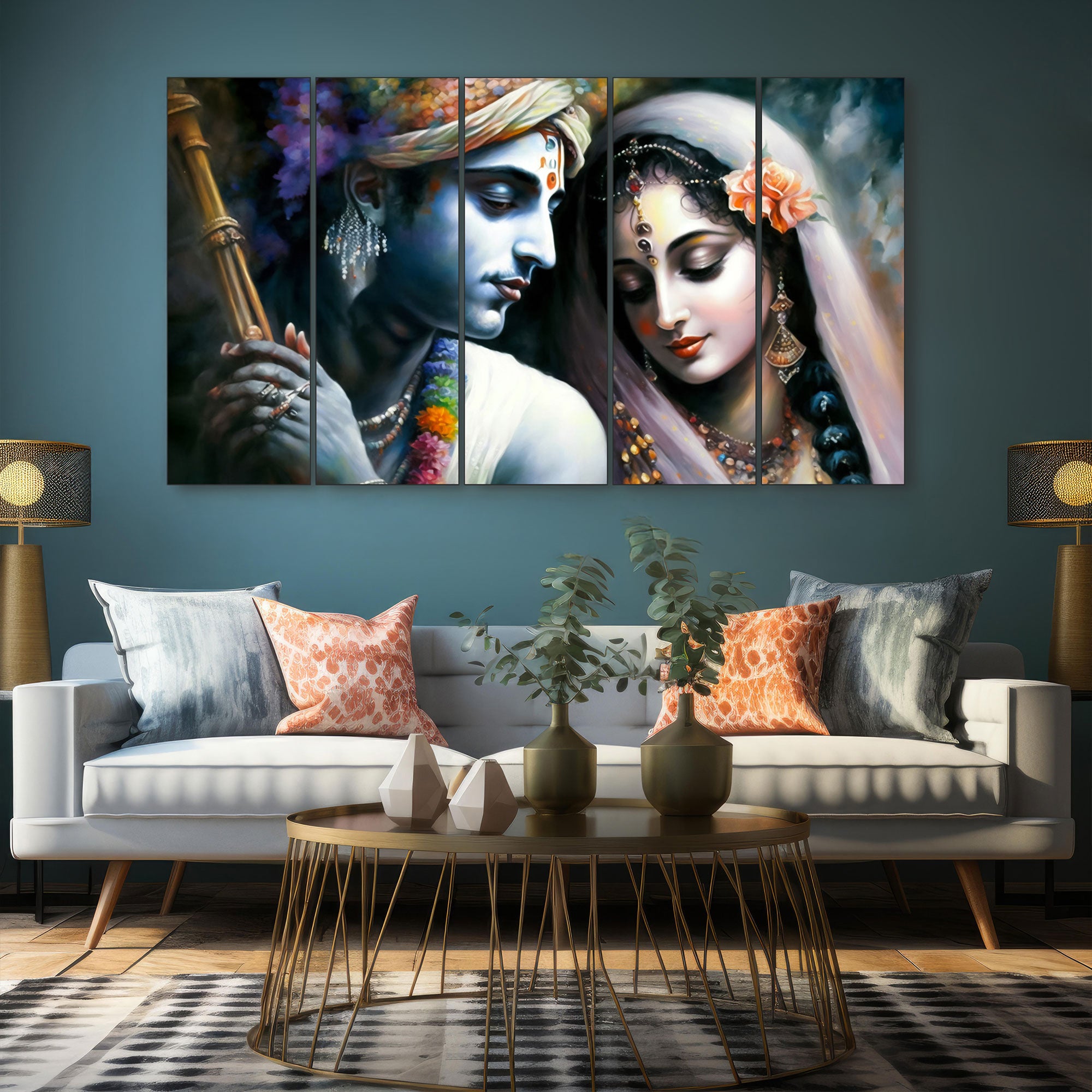 Radha Krishna Painting with frame Big Size Wall Art for living room,Bedroom,Drawing room,Hotels