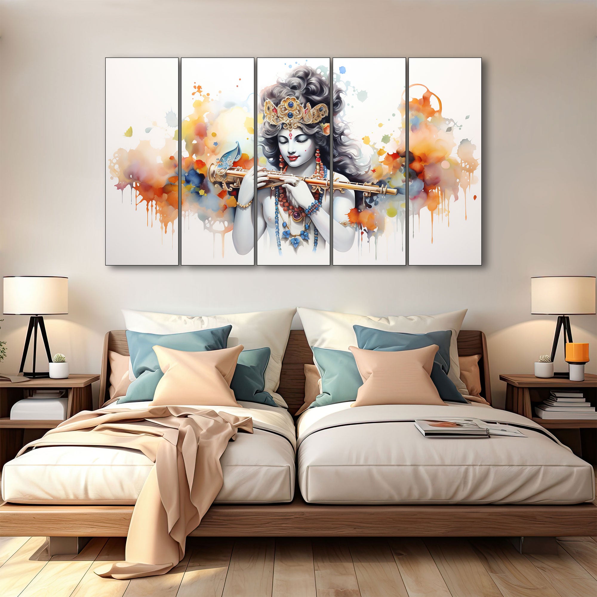 Krishna Ji Painting with frame Big Size Wall Art for living room,Bedroom,Drawing room,Hotels