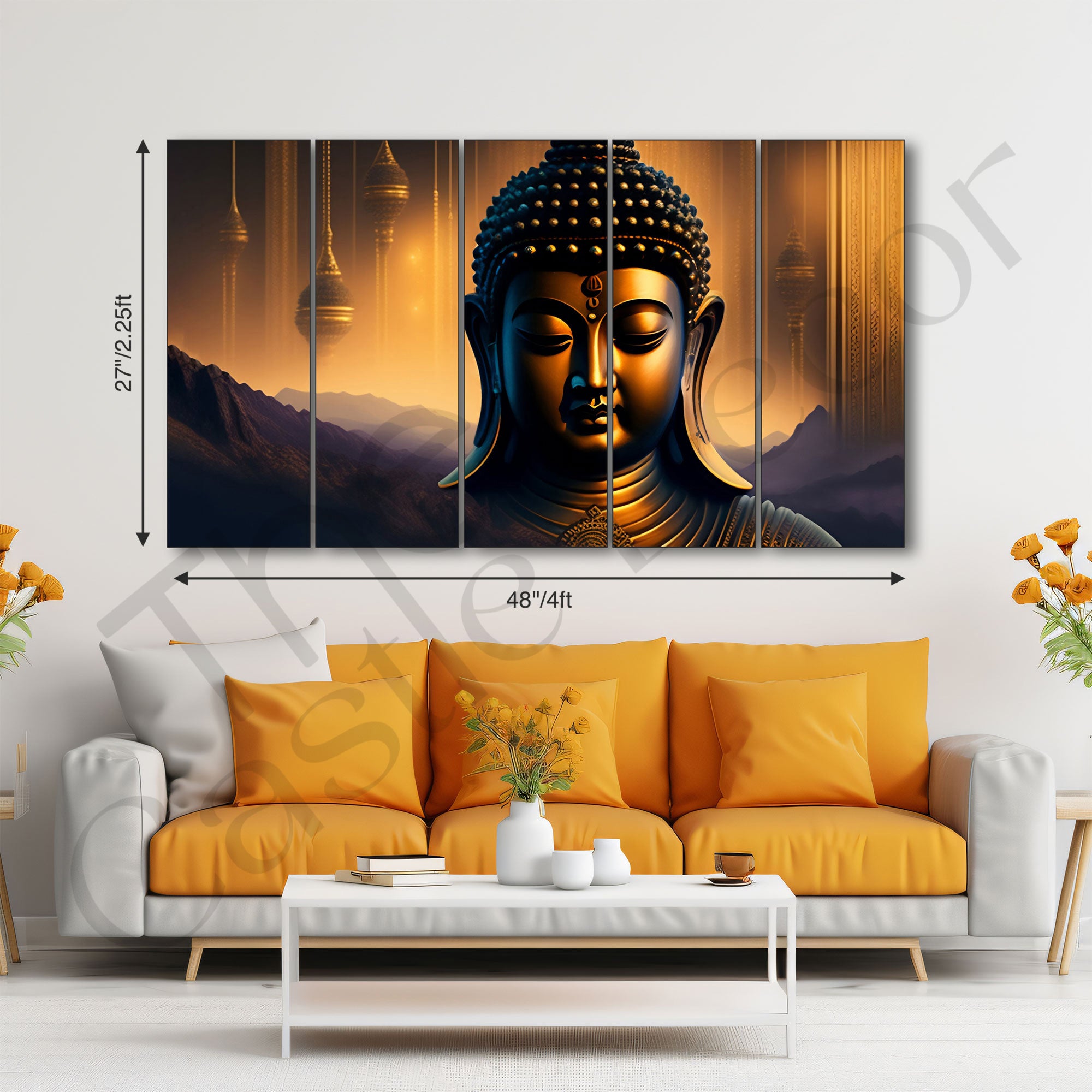 Lord Budha Painting with frame Big Size Wall Art for living room,Bedroom,Drawing room,Hotels