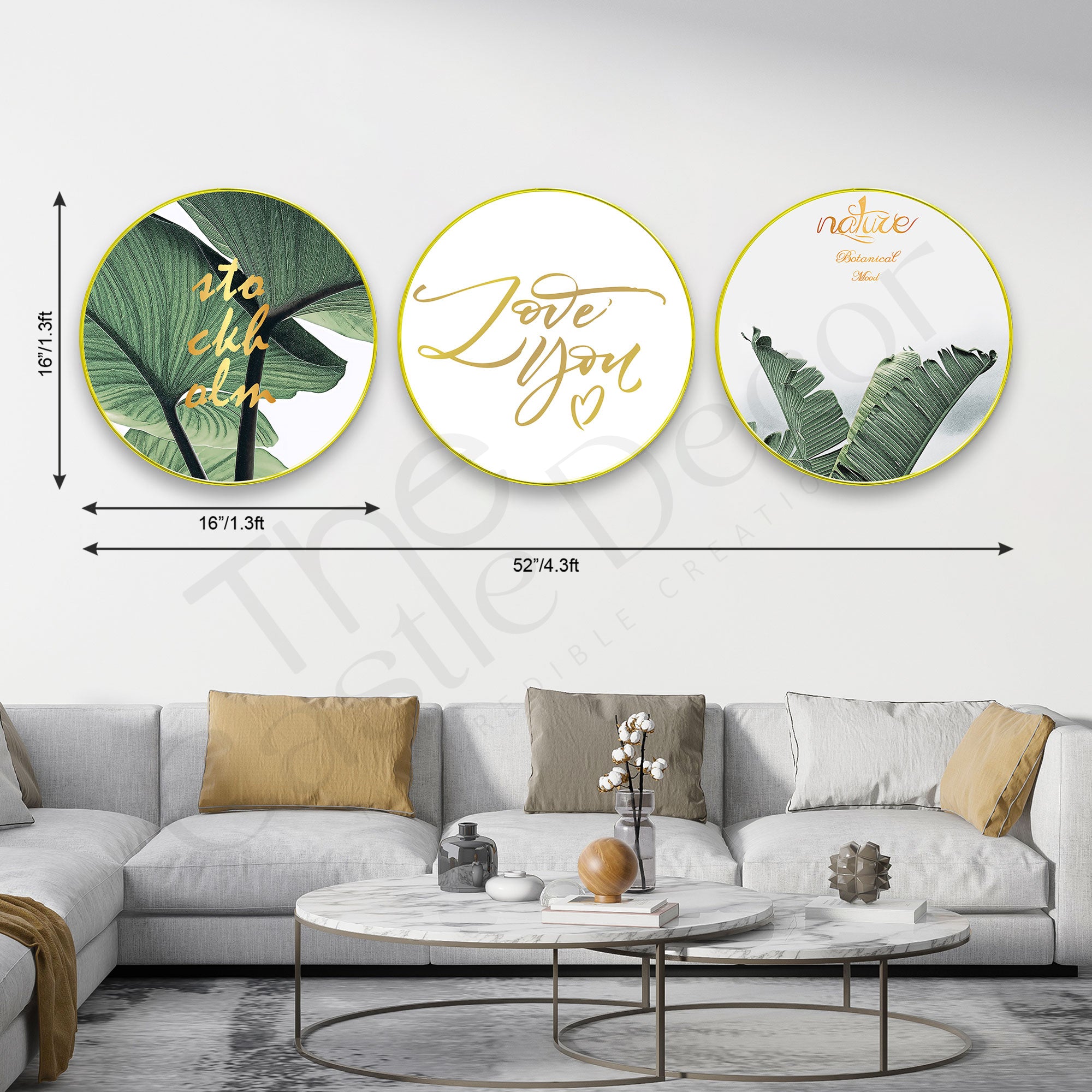 Abstract Sparkle Wooden Wall Plates Set of 3 for Home Decoration Art-69