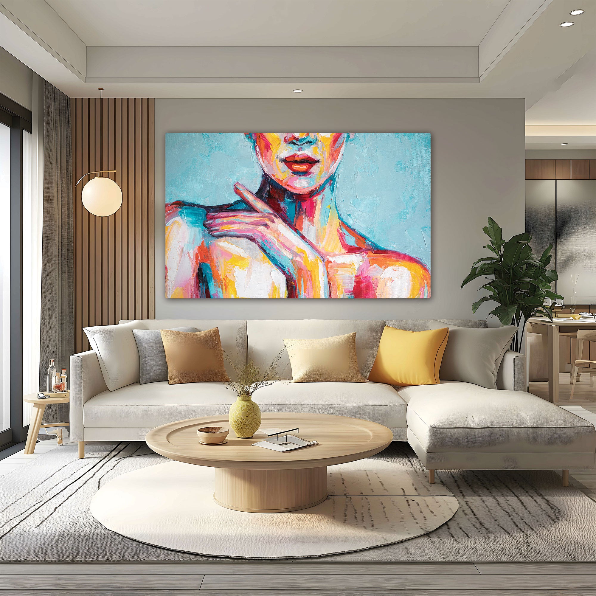 Women faceAbstract Canvas painting with frame Big Size Wall Art for living room,Bedroom,Drawing room,Hotels