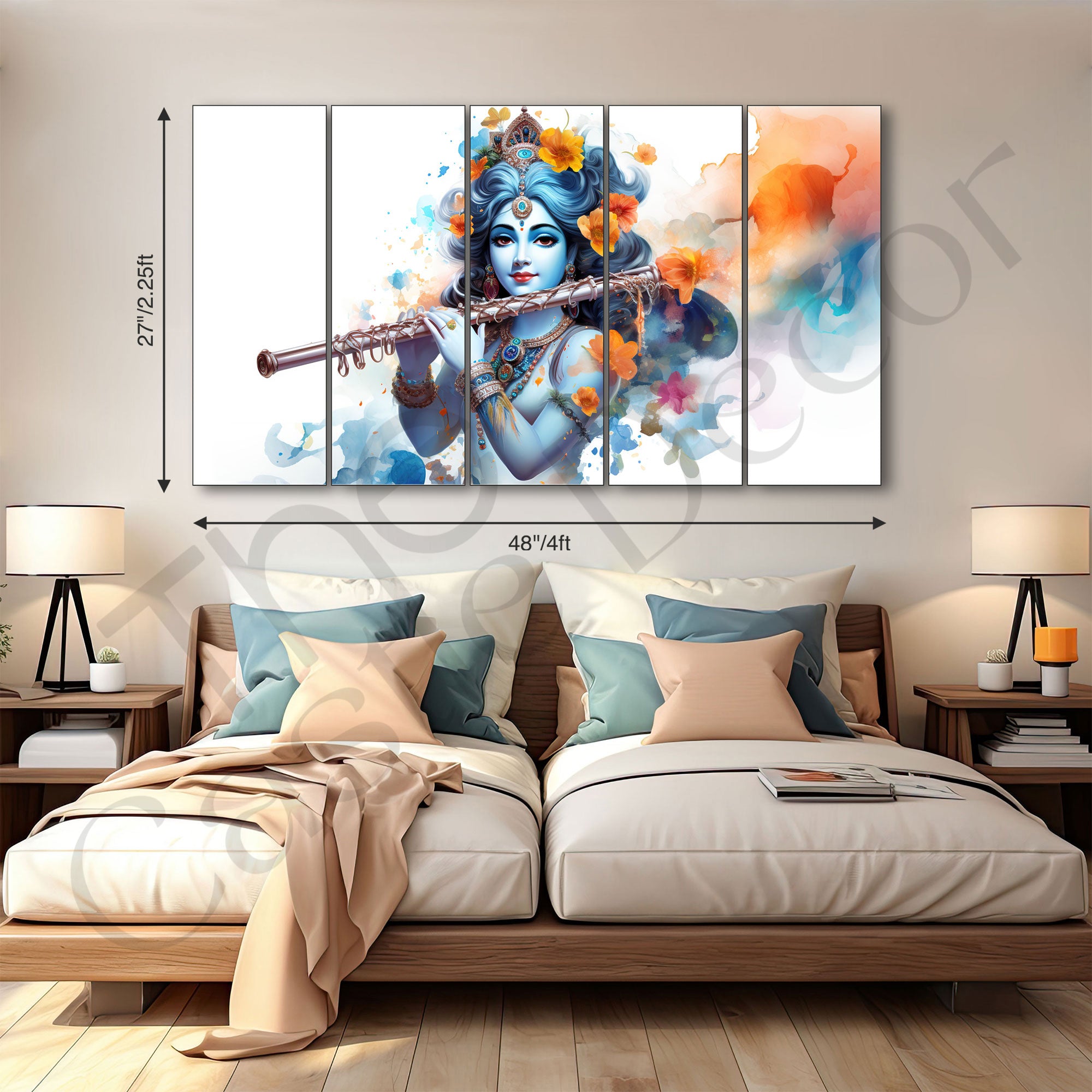 Krishna Ji Painting with frame Big Size Wall Art for living room,Bedroom,Drawing room,Hotels