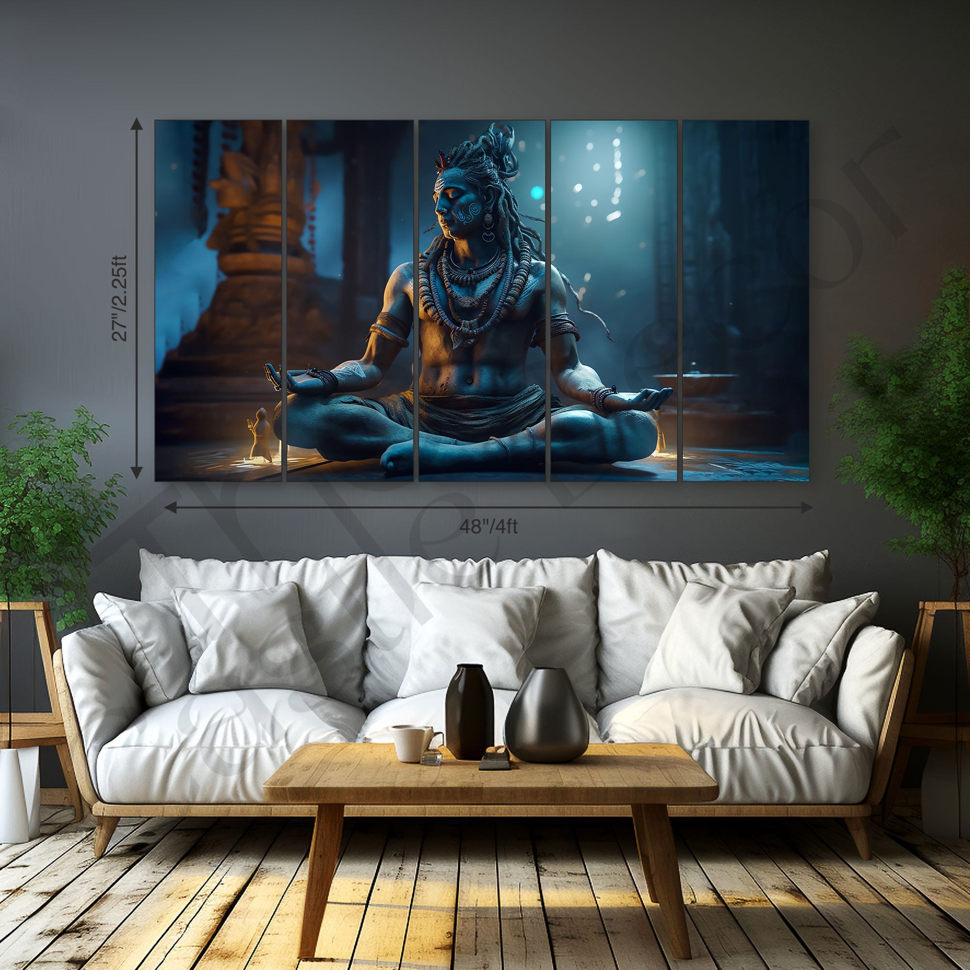 Lord Shiva Painting with frame Big Size Wall Art for living room,Bedroom,Drawing room,Hotels