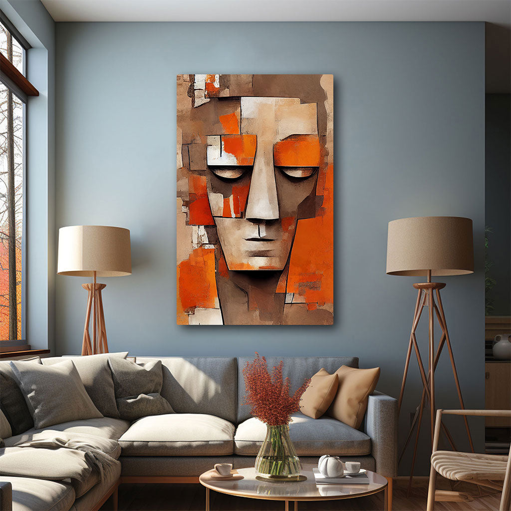 FaceAbstract Canvas painting with frame Big Size Wall Art for living room,Bedroom,Drawing room,Hotels