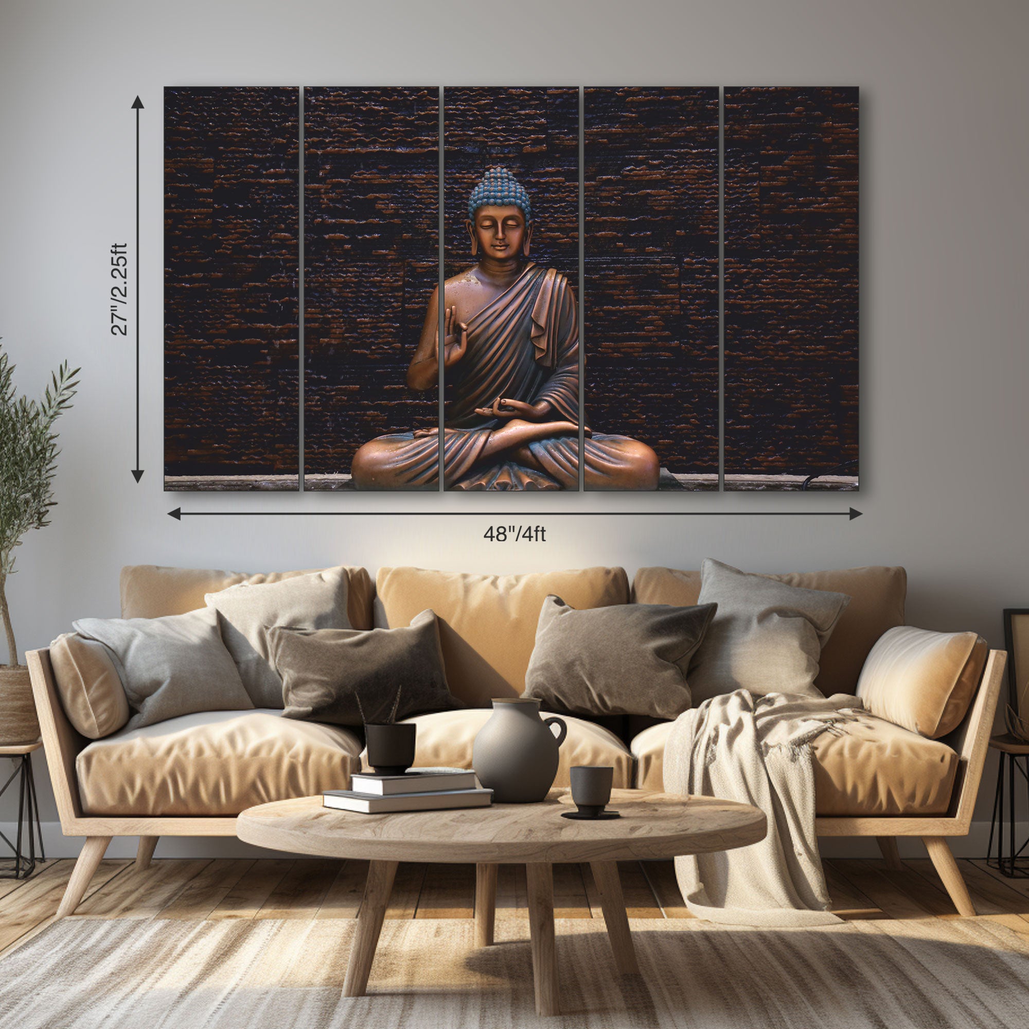 Lord Budha Painting with frame Big Size Wall Art for living room,Bedroom,Drawing room,Hotels