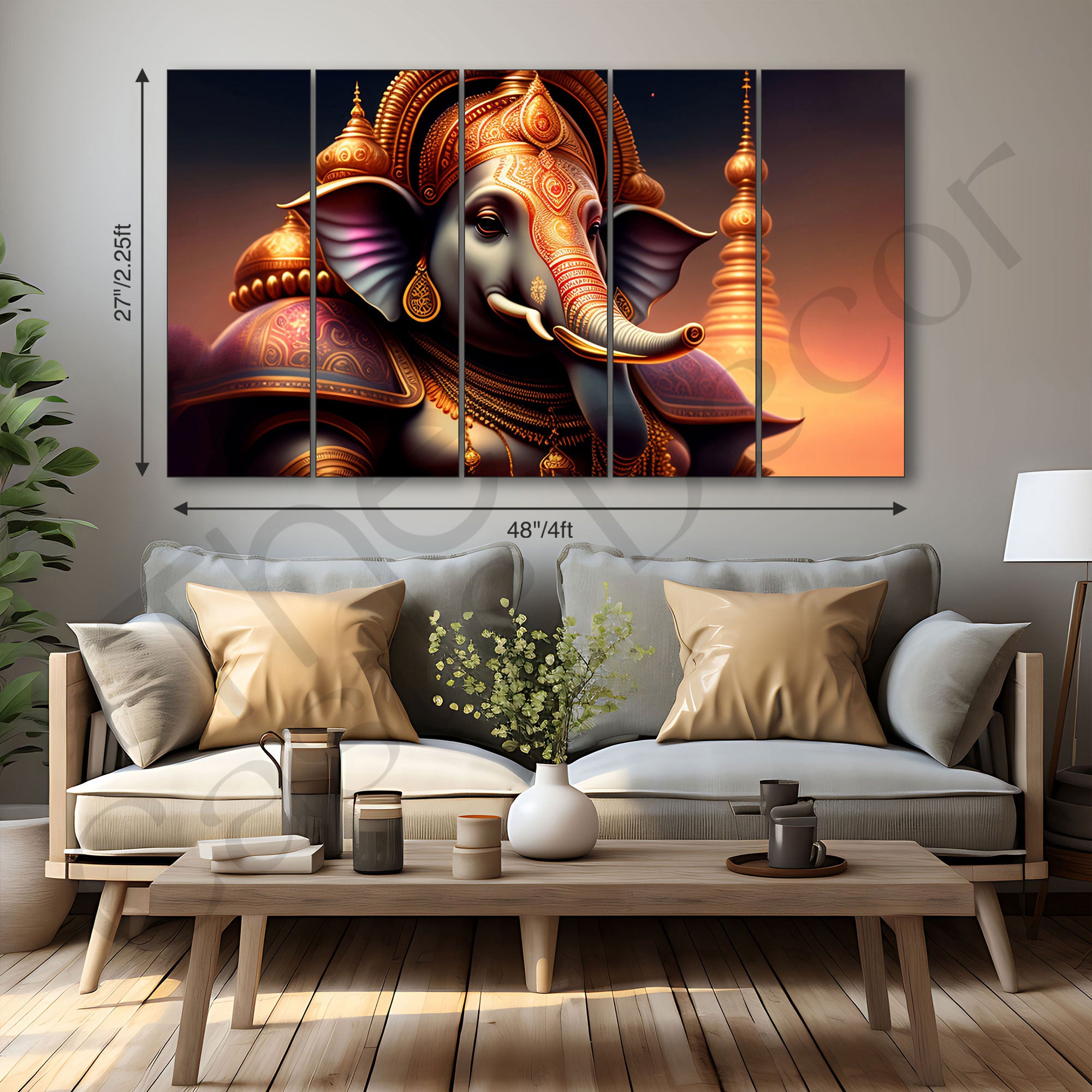 Lord Ganesha Painting with frame Big Size Wall Art for living room,Bedroom,Drawing room,Hotels
