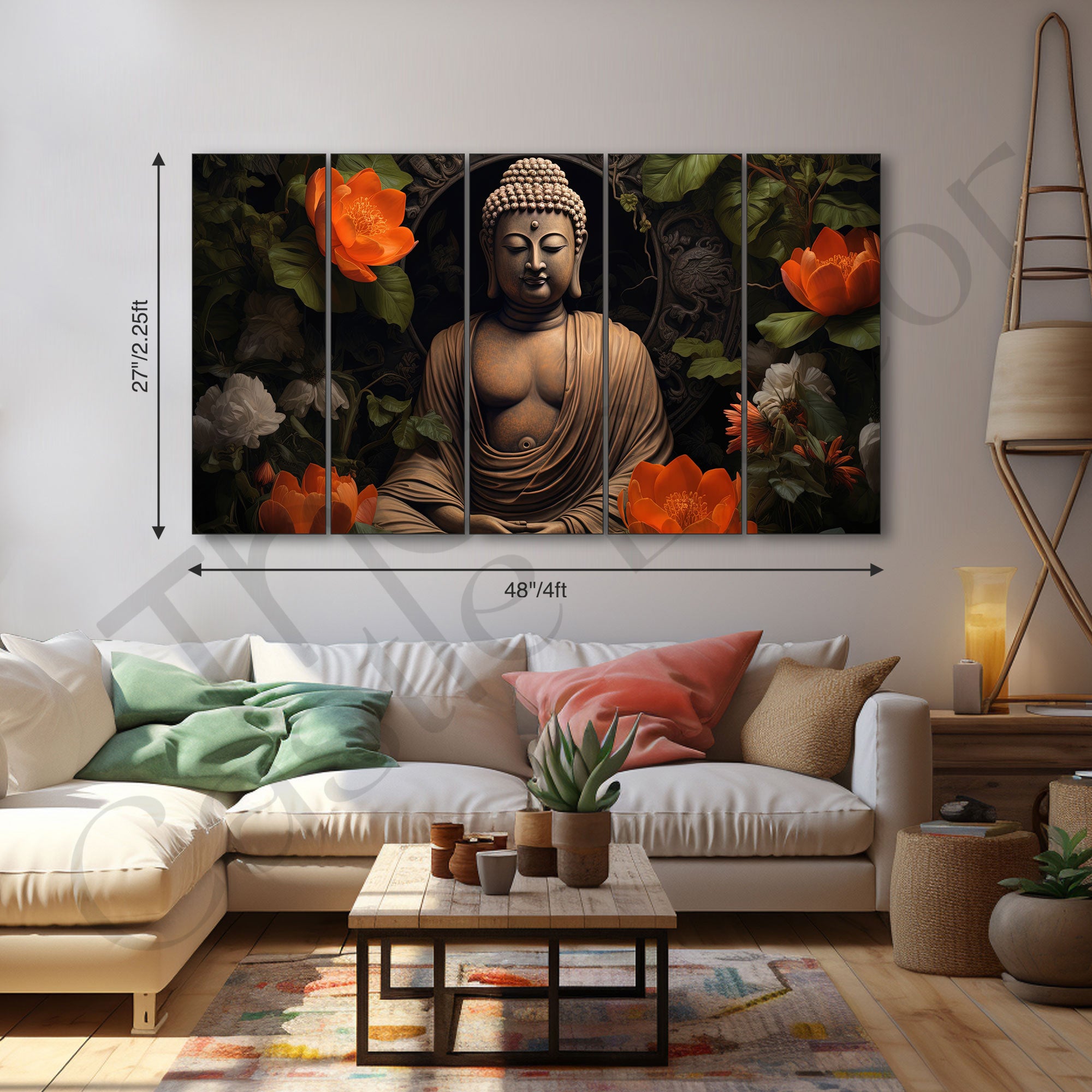 Lord Budha Painting with frame Big Size Wall Art for living room,Bedroom,Drawing room,Hotels