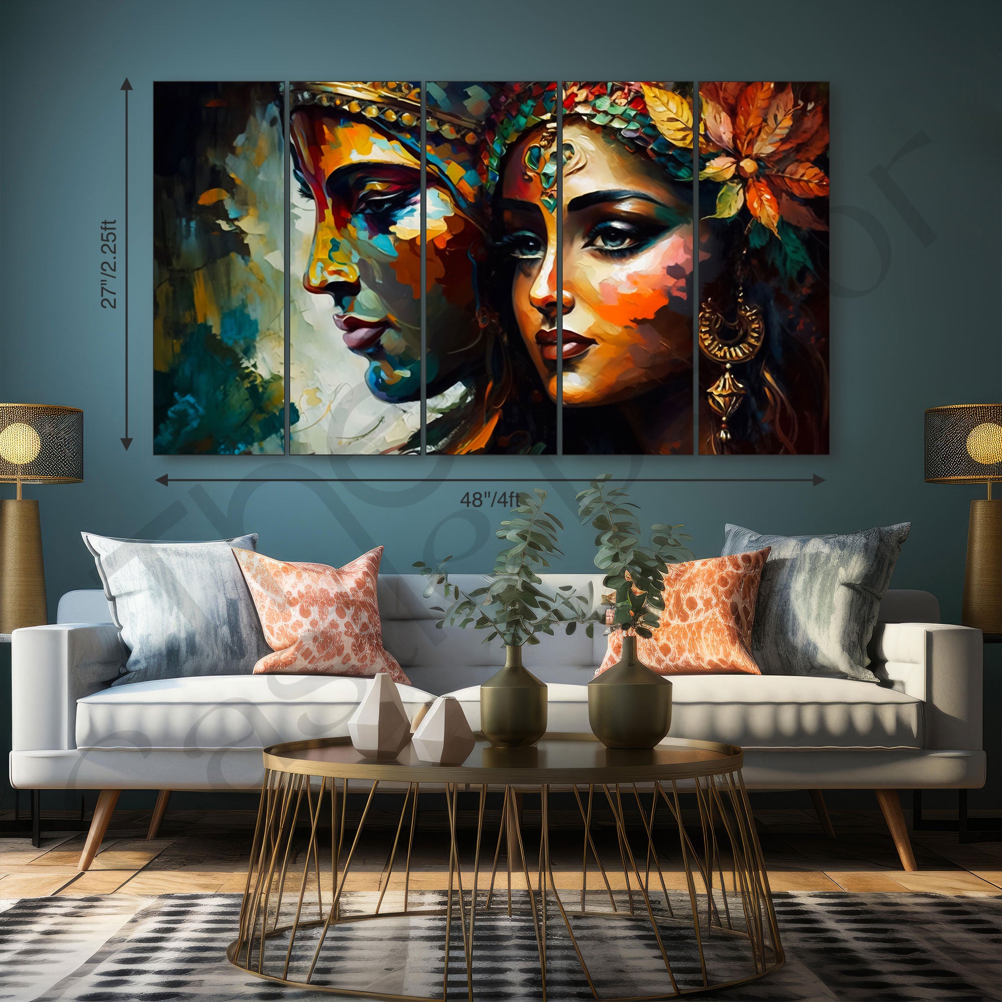 Radha Krishna Painting with frame Big Size Wall Art for living room,Bedroom,Drawing room,Hotels