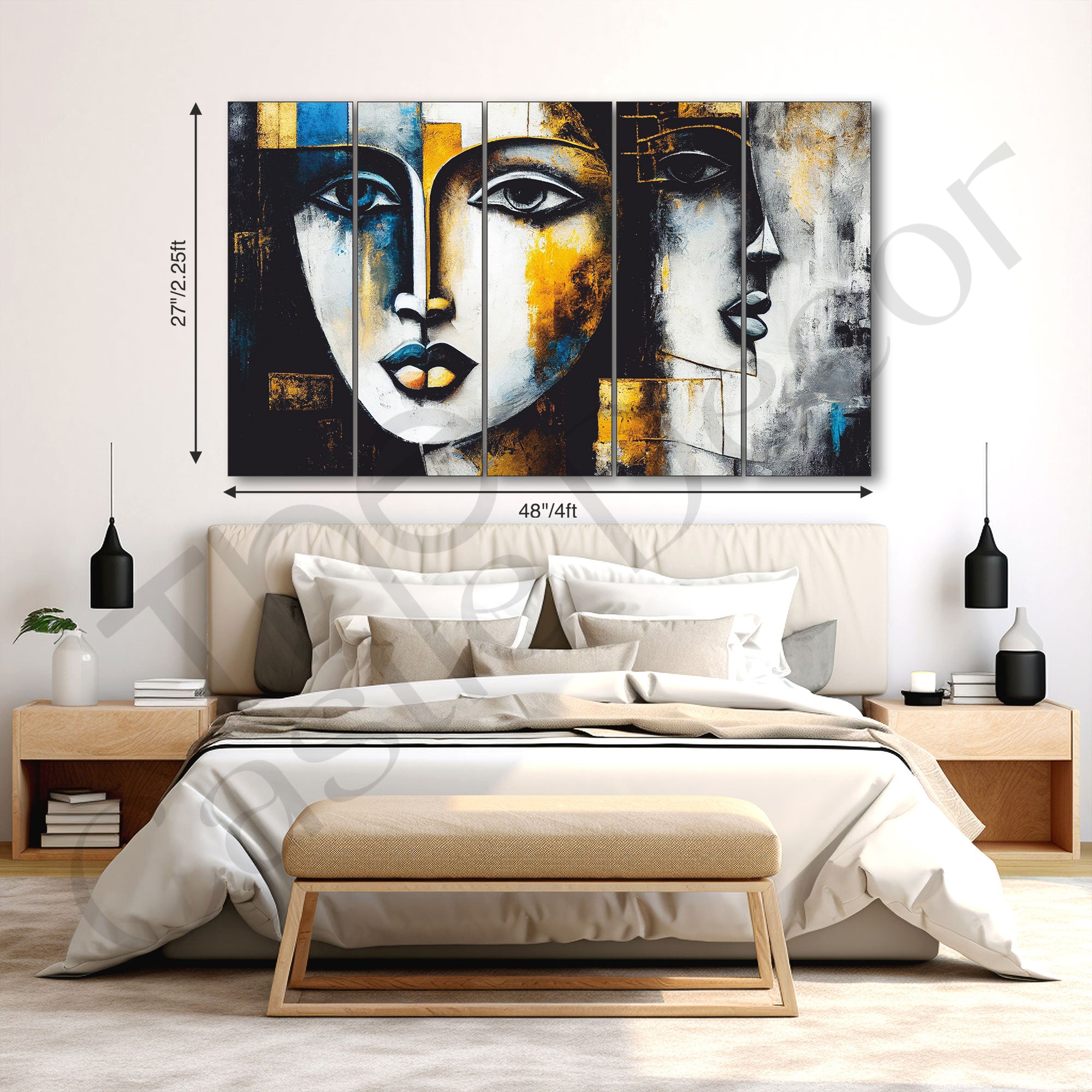 Woman Abstract Painting with frame Big Size Wall Art for living room,Bedroom,Drawing room,Hotels