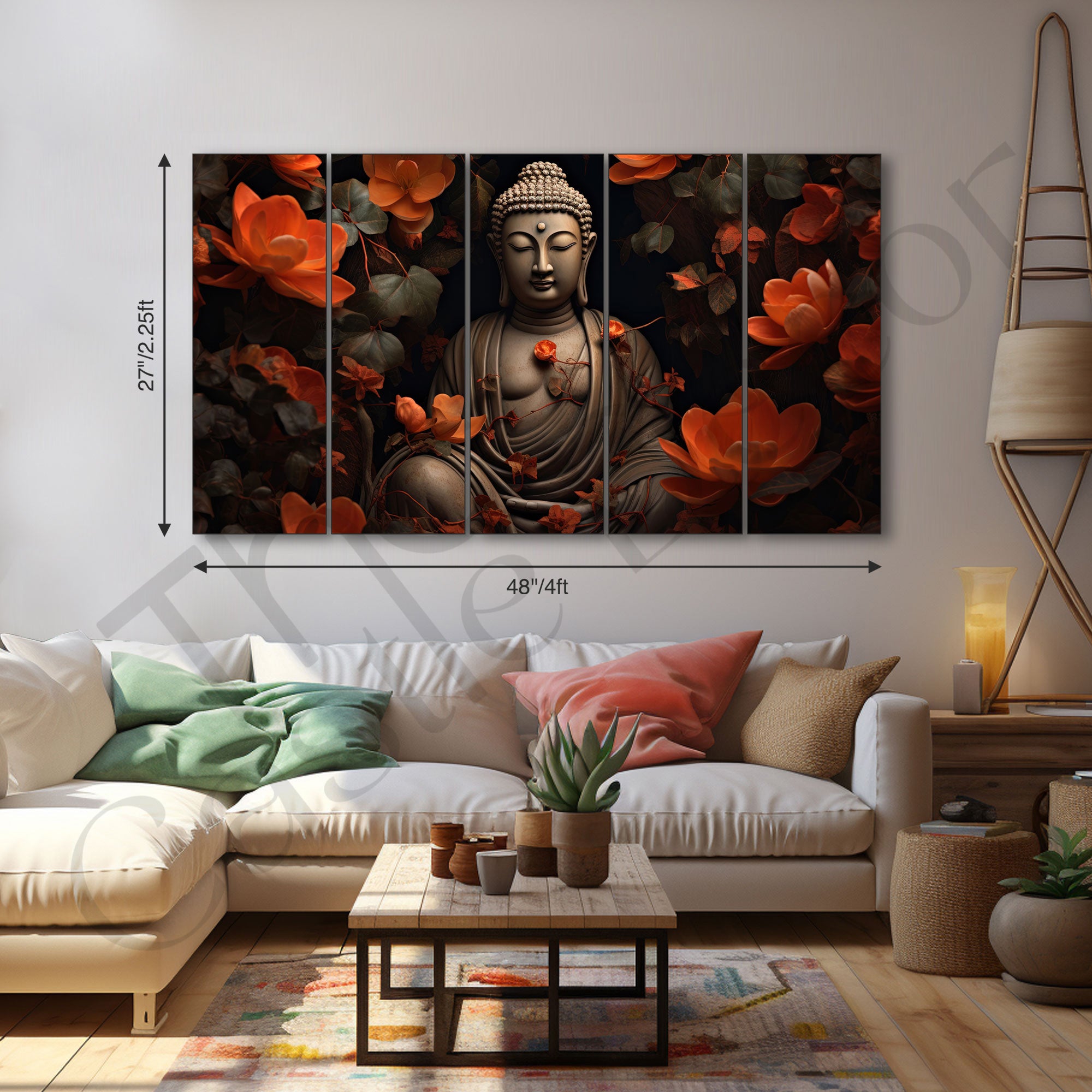 Lord Budha Painting with frame Big Size Wall Art for living room,Bedroom,Drawing room,Hotels