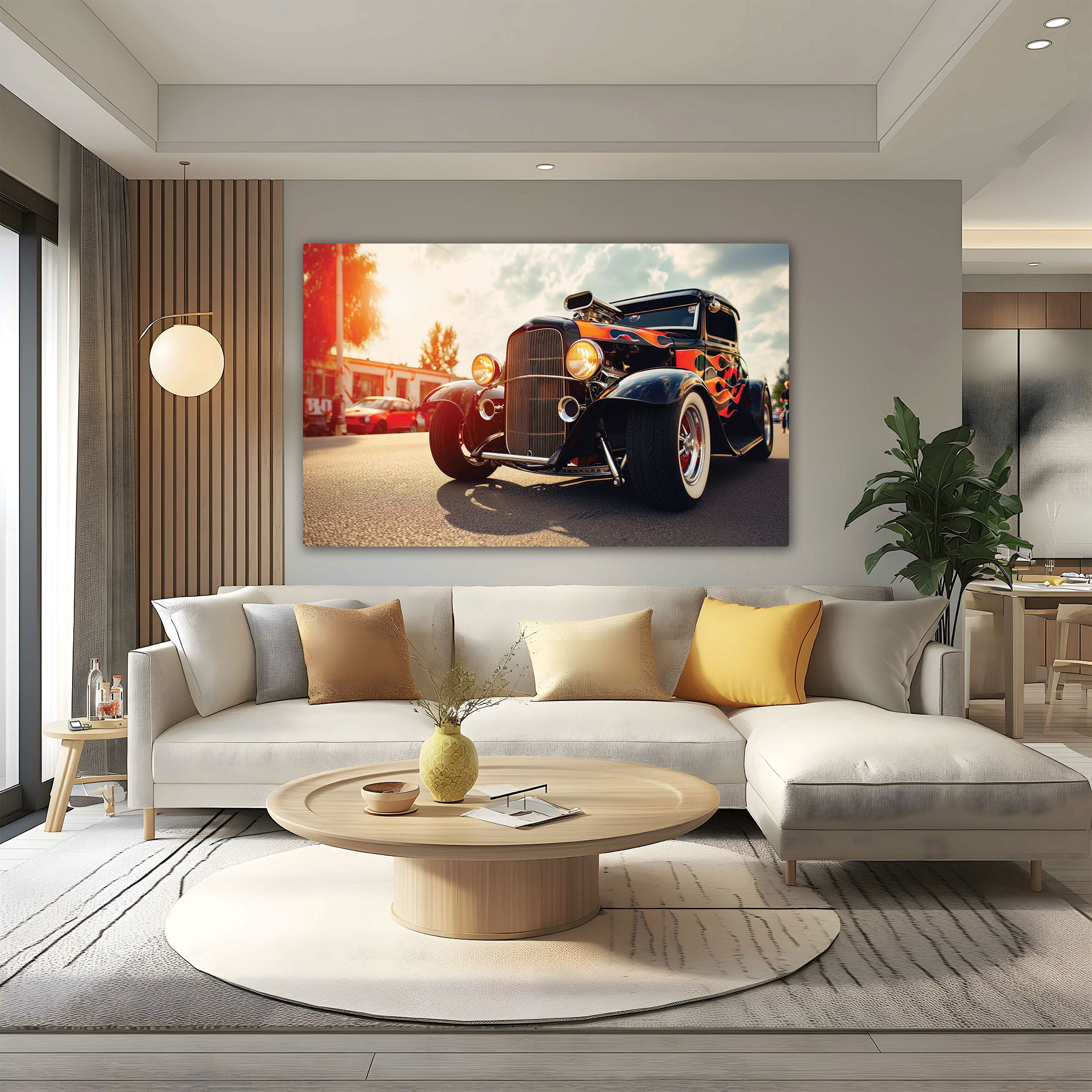 Vintage car Canvas painting with frame Big Size Wall Art for living room,Bedroom,Drawing room,Hotels