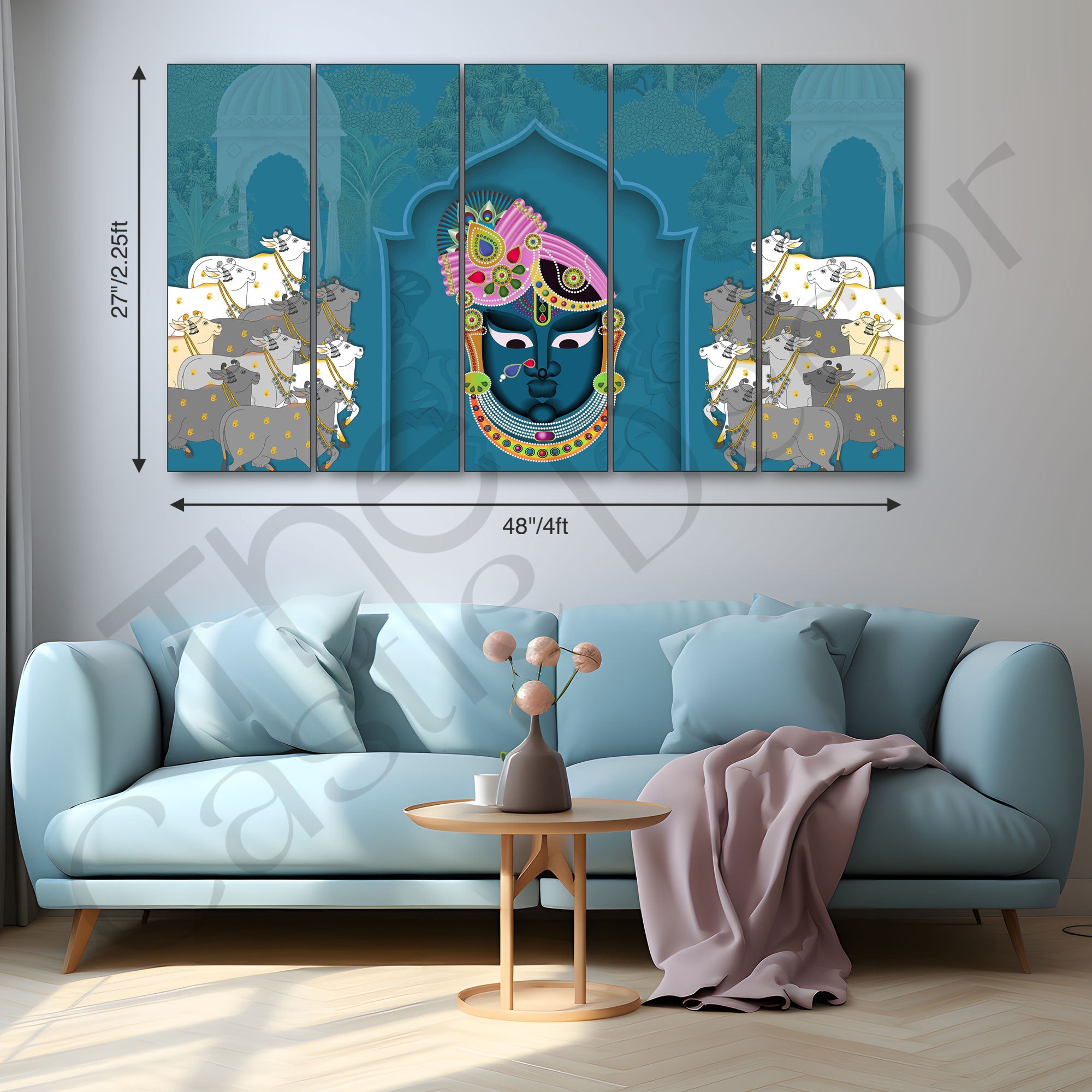 Pichwai Madhubani Painting with frame Big Size Wall Art for living room,Bedroom,Drawing room,Hotels