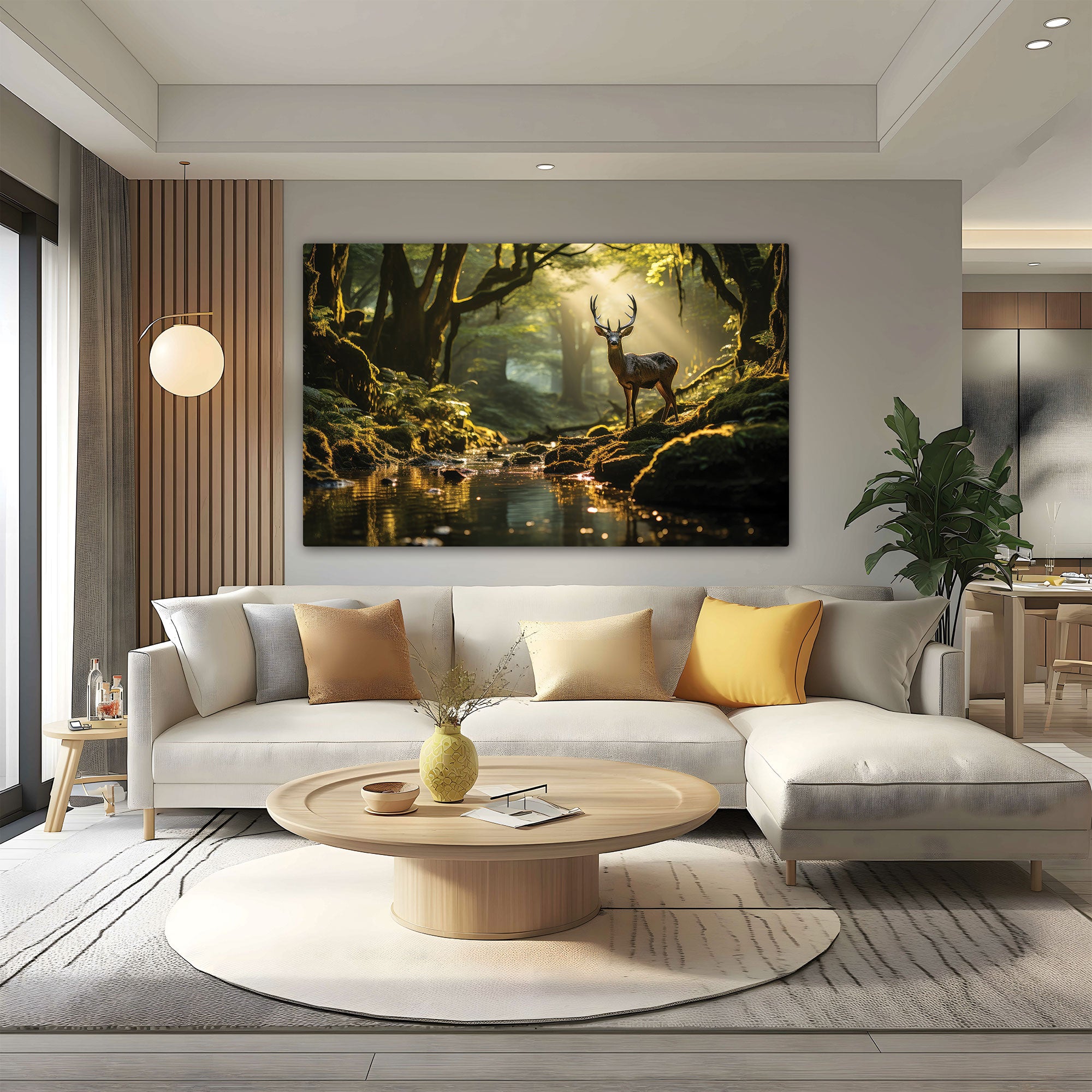 Deer forest Canvas painting with frame Big Size Wall Art for living room,Bedroom,Drawing room,Hotels