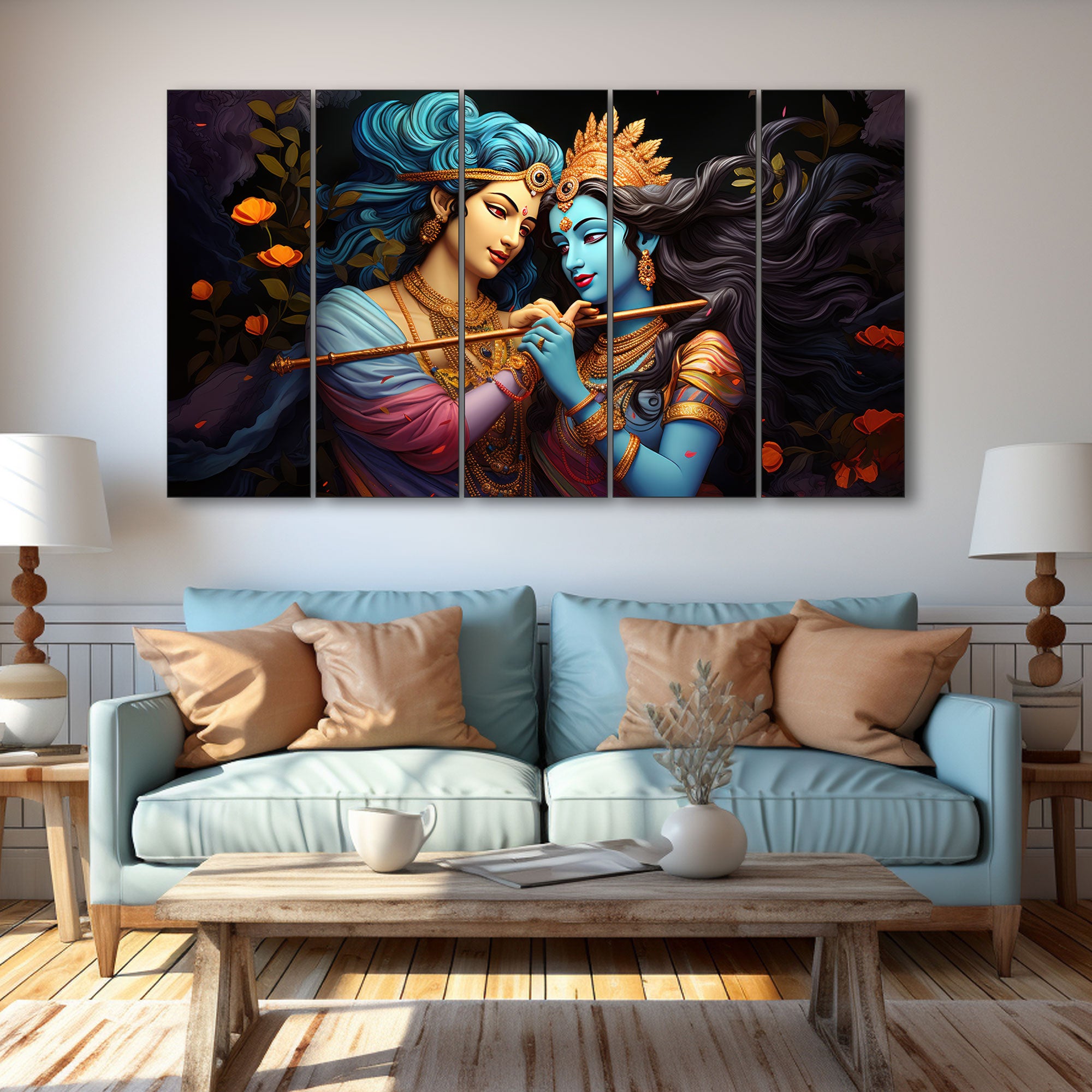 Radha Krishna Painting with frame Big Size Wall Art for living room,Bedroom,Drawing room,Hotels