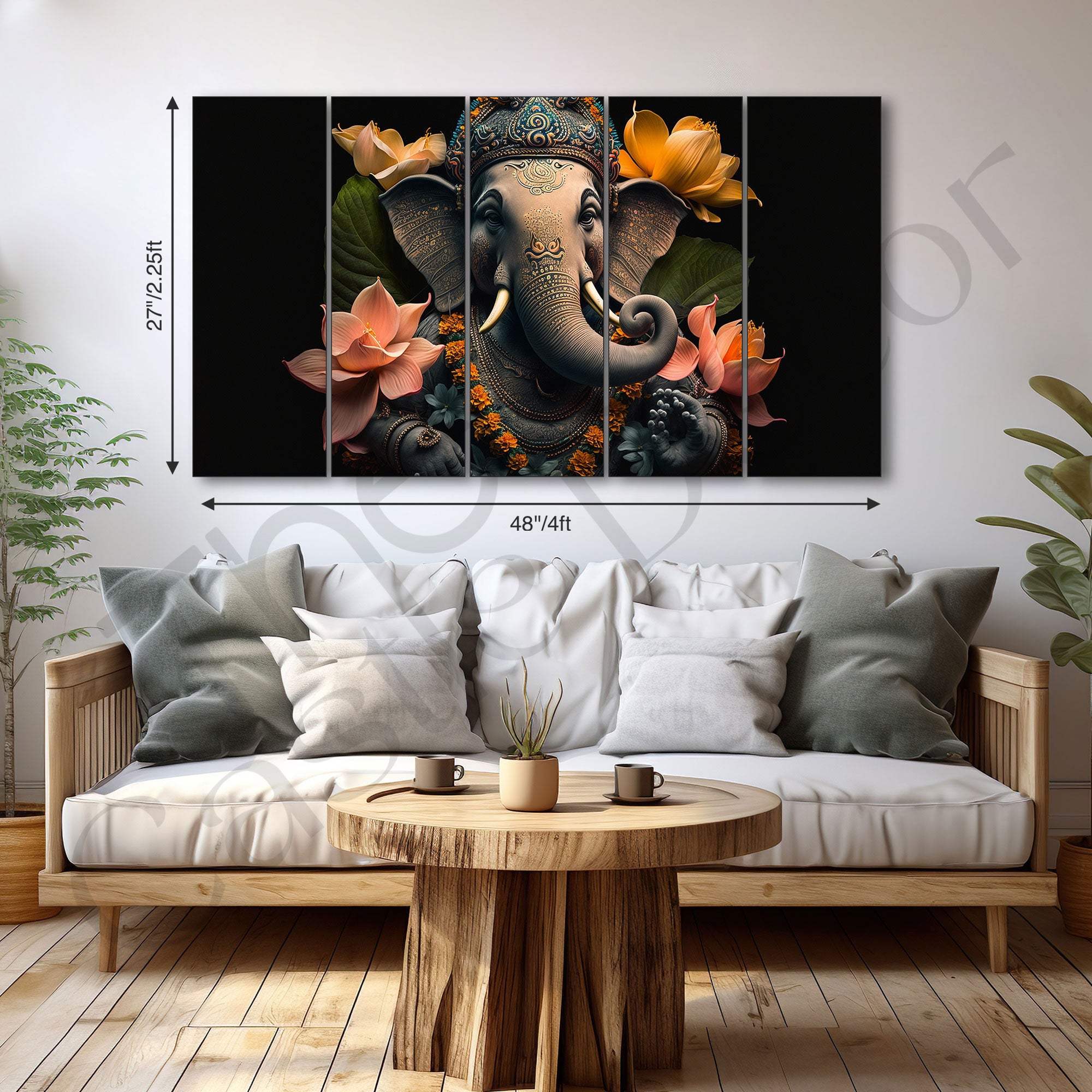 Lord Ganesha Painting with frame Big Size Wall Art for living room,Bedroom,Drawing room,Hotels