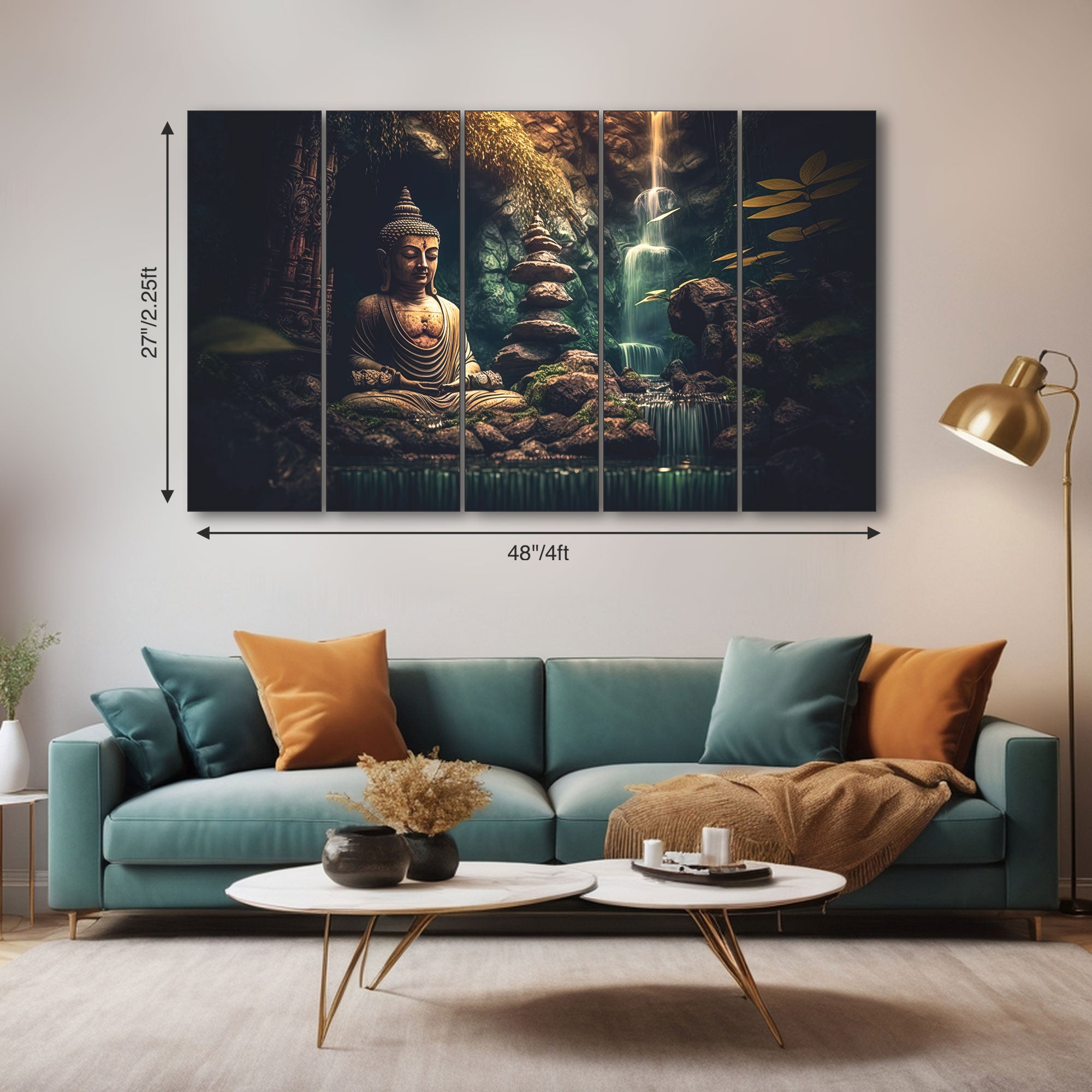 Lord Budha Painting with frame Big Size Wall Art for living room,Bedroom,Drawing room,Hotels