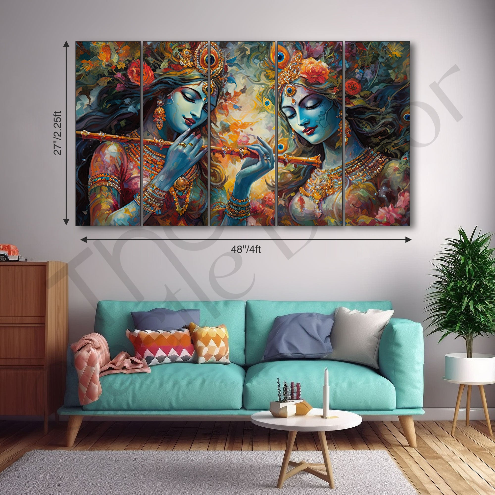 Radha Krishna Painting with frame Big Size Wall Art for living room,Bedroom,Drawing room,Hotels