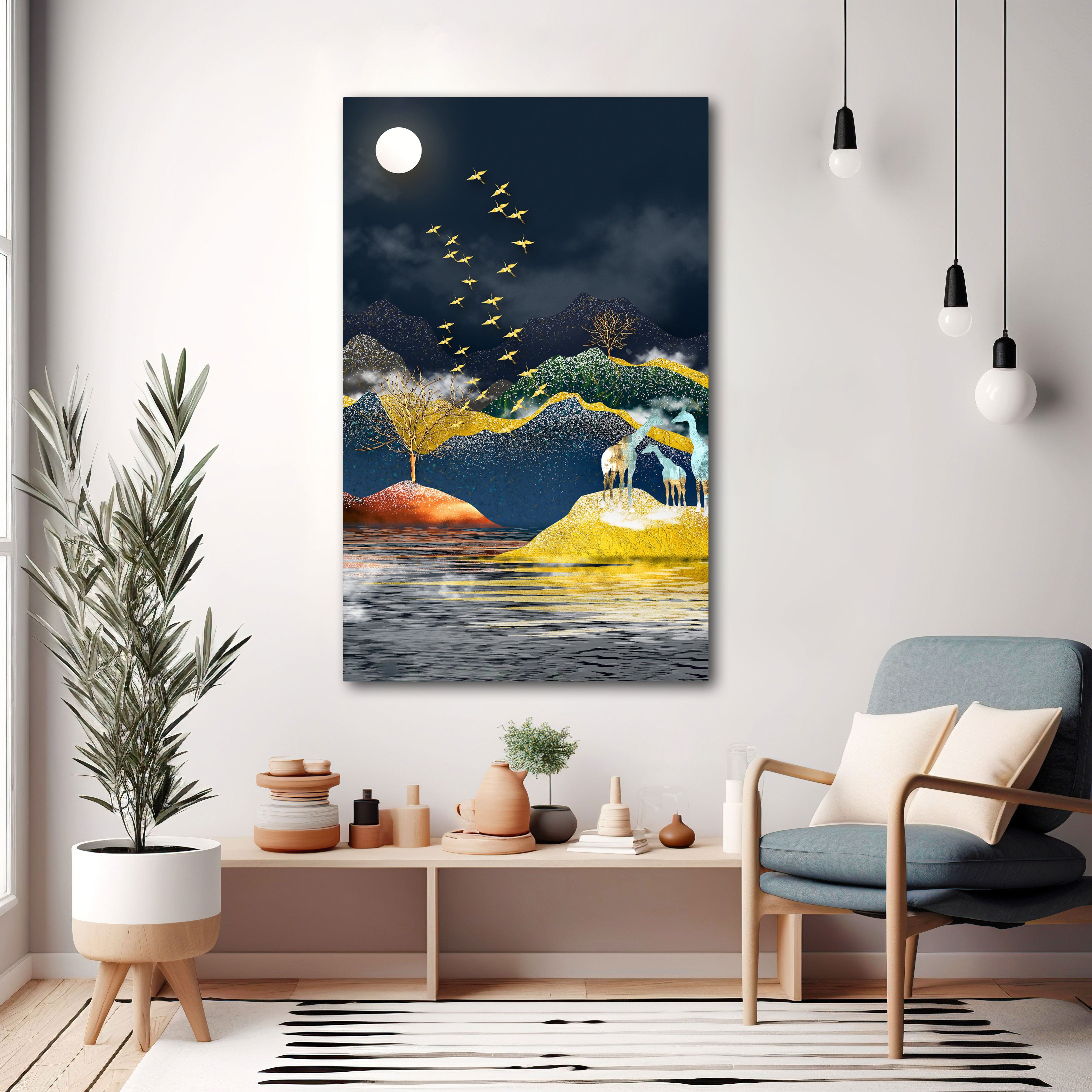 Chinese sceneryAbstract Canvas painting with frame Big Size Wall Art for living room,Bedroom,Drawing room,Hotels