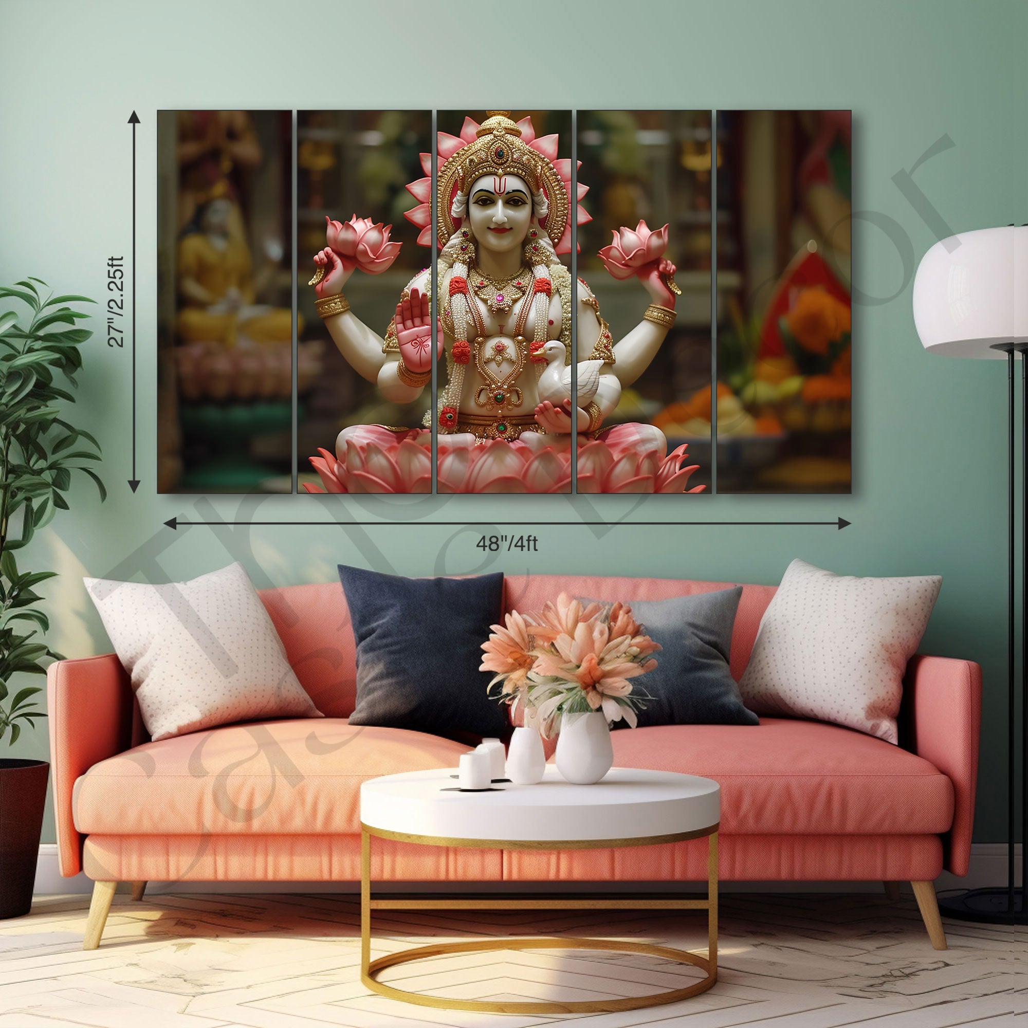 Goddess Laxmi ji Painting with frame Big Size Wall Art for living room,Bedroom,Drawing room,Hotels
