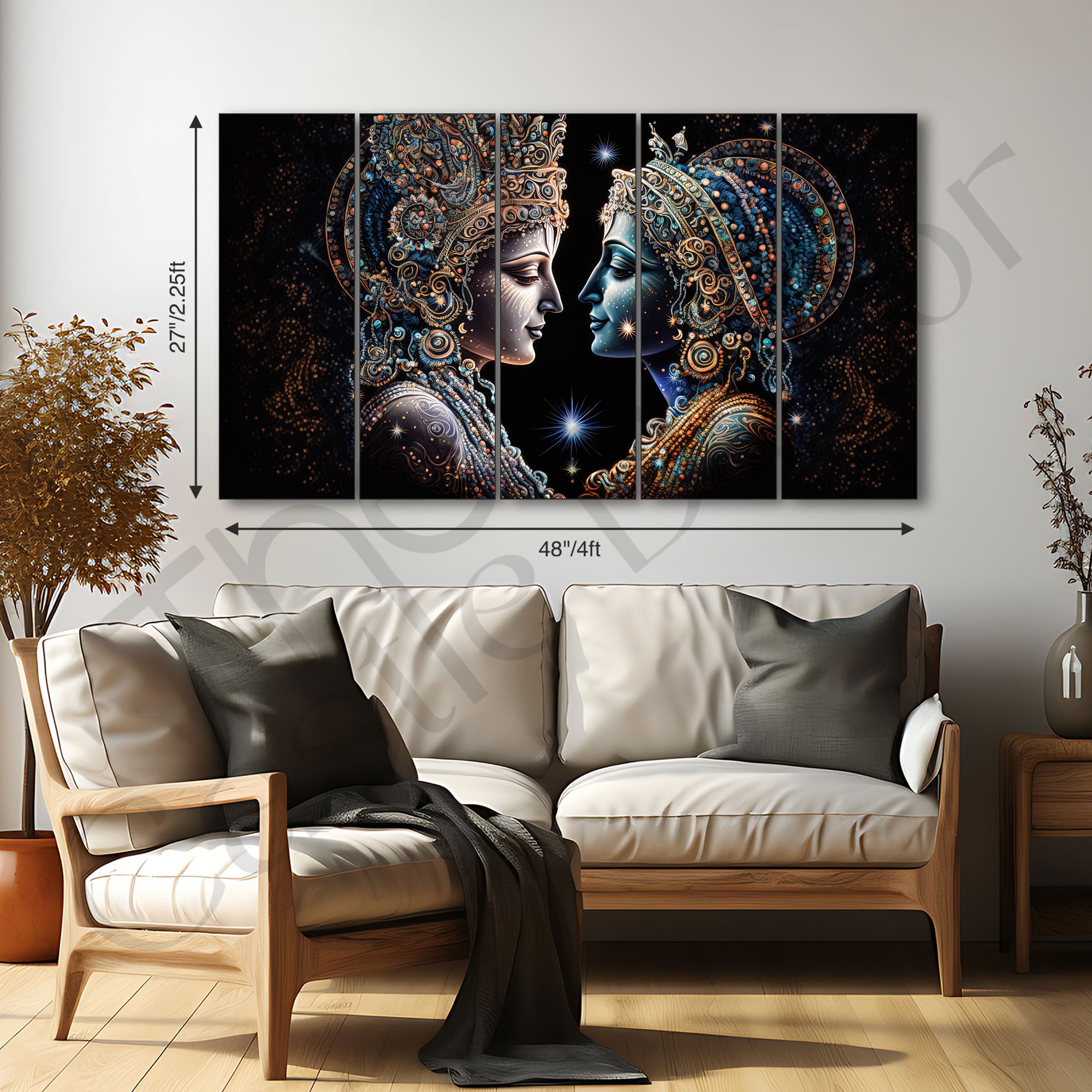 Radha Krishna Painting with frame Big Size Wall Art for living room,Bedroom,Drawing room,Hotels