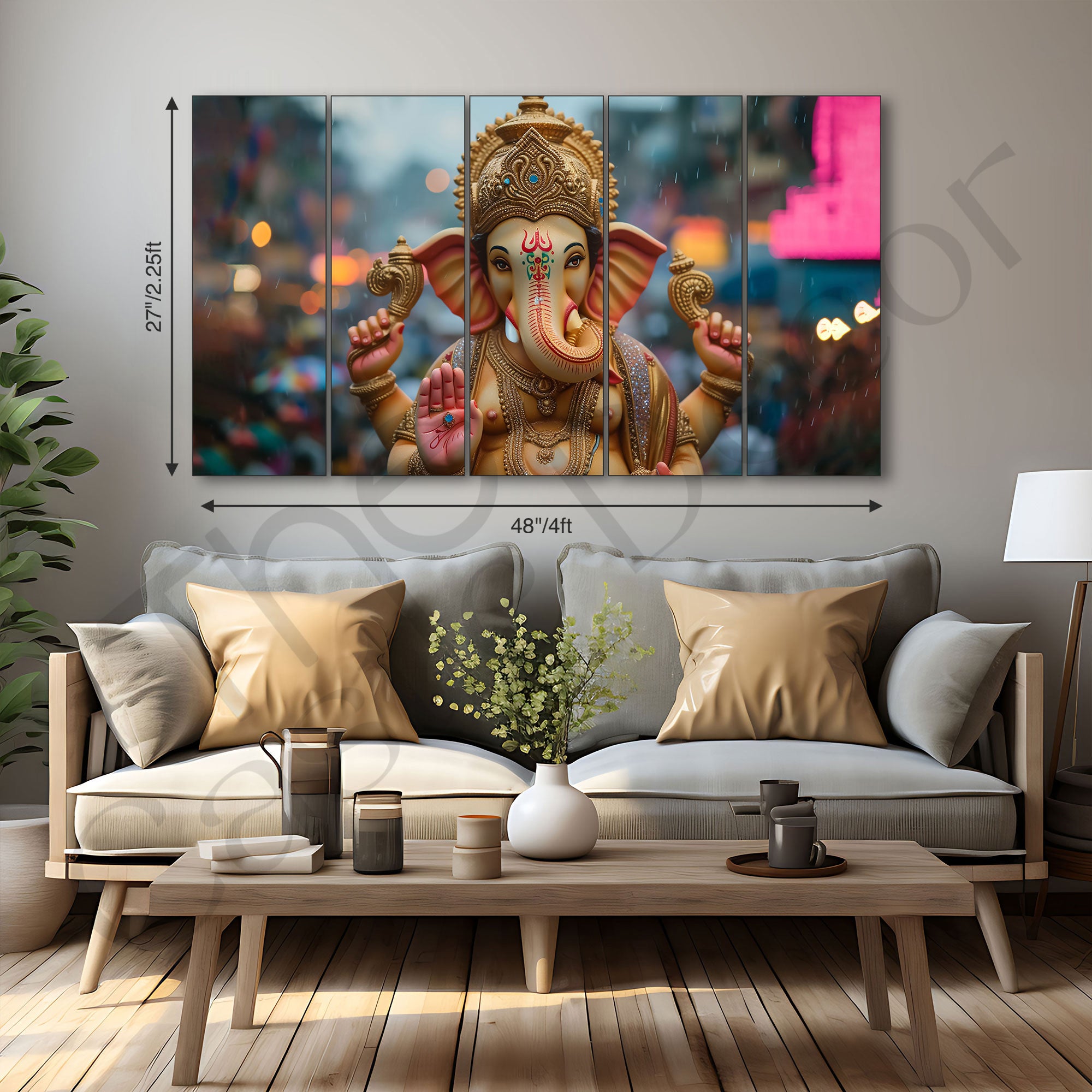 Lord Ganesha Painting with frame Big Size Wall Art for living room,Bedroom,Drawing room,Hotels